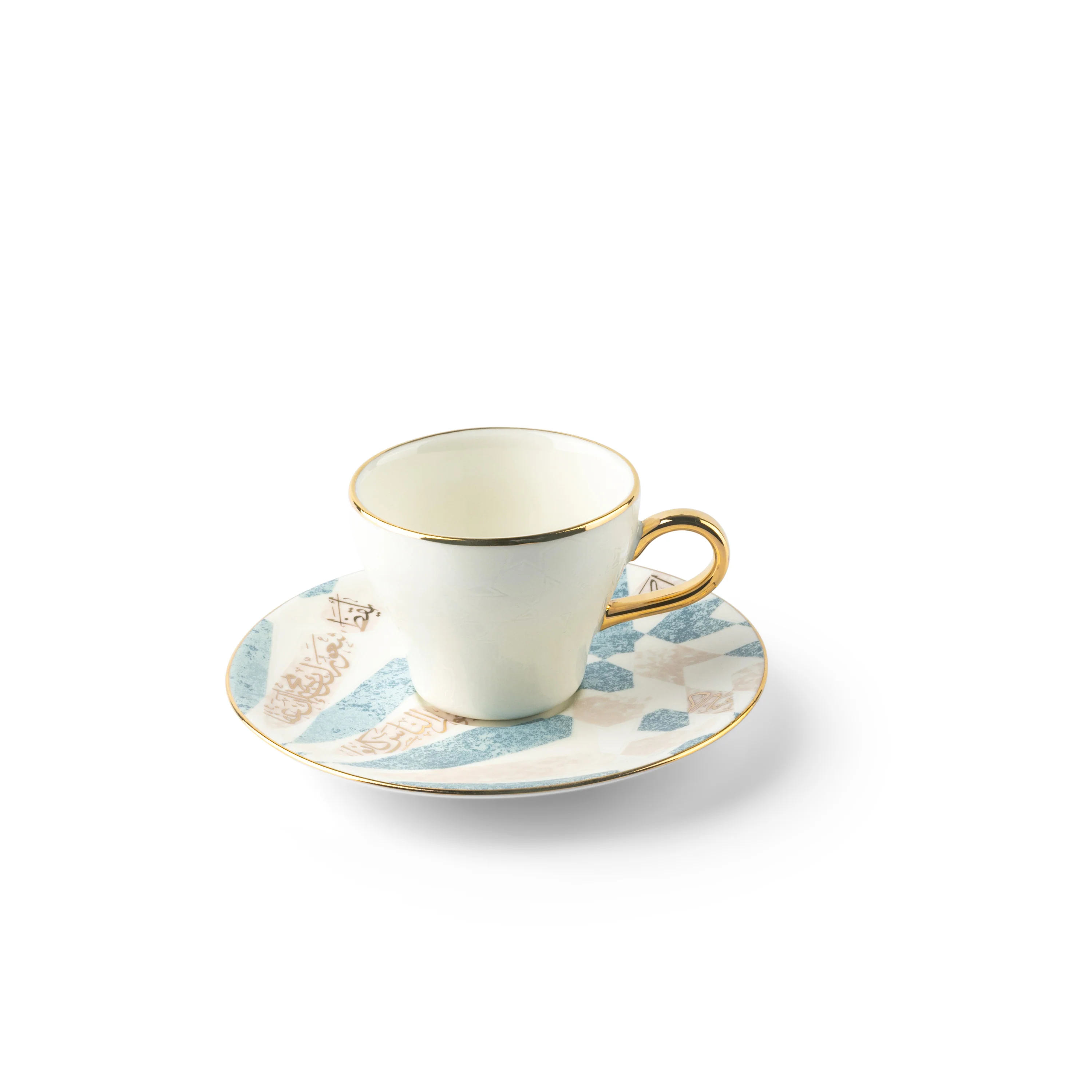 Amal - Espresso /Turkish Coffee Cups, (12-Pc)- Blue & Gold - Image 5