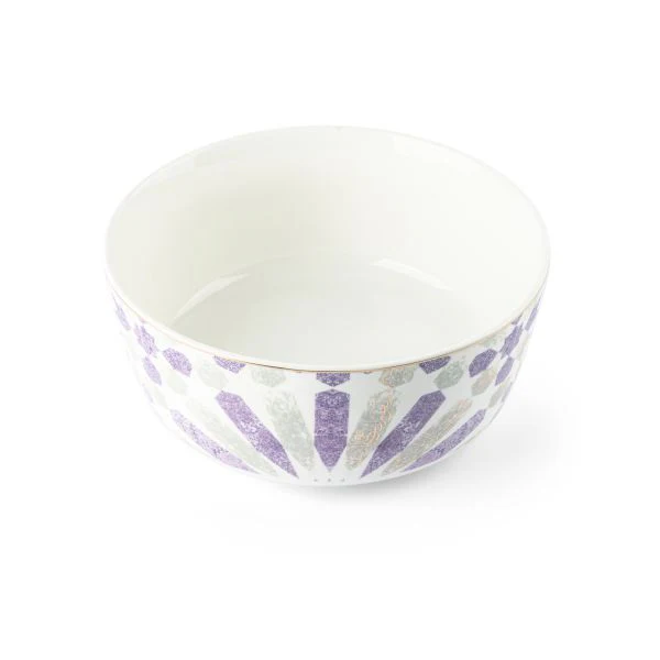 Amal - Single 8 IN Salad Bowl - Purple & Gold - Image 3