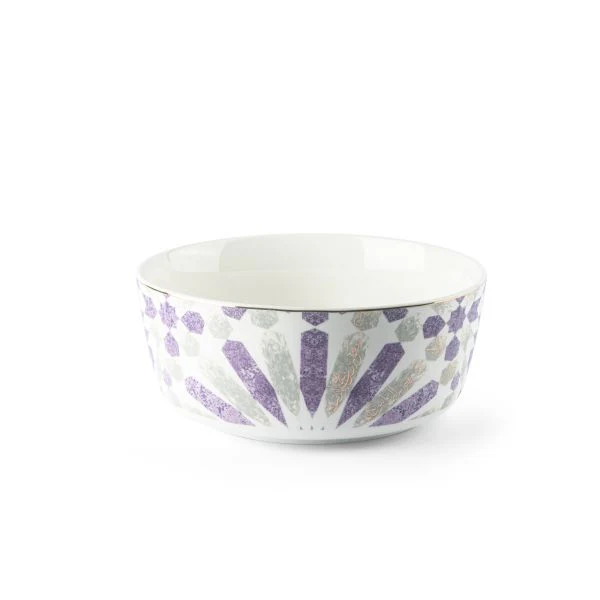 Amal - Single 8 IN Salad Bowl - Purple & Gold - Image 4