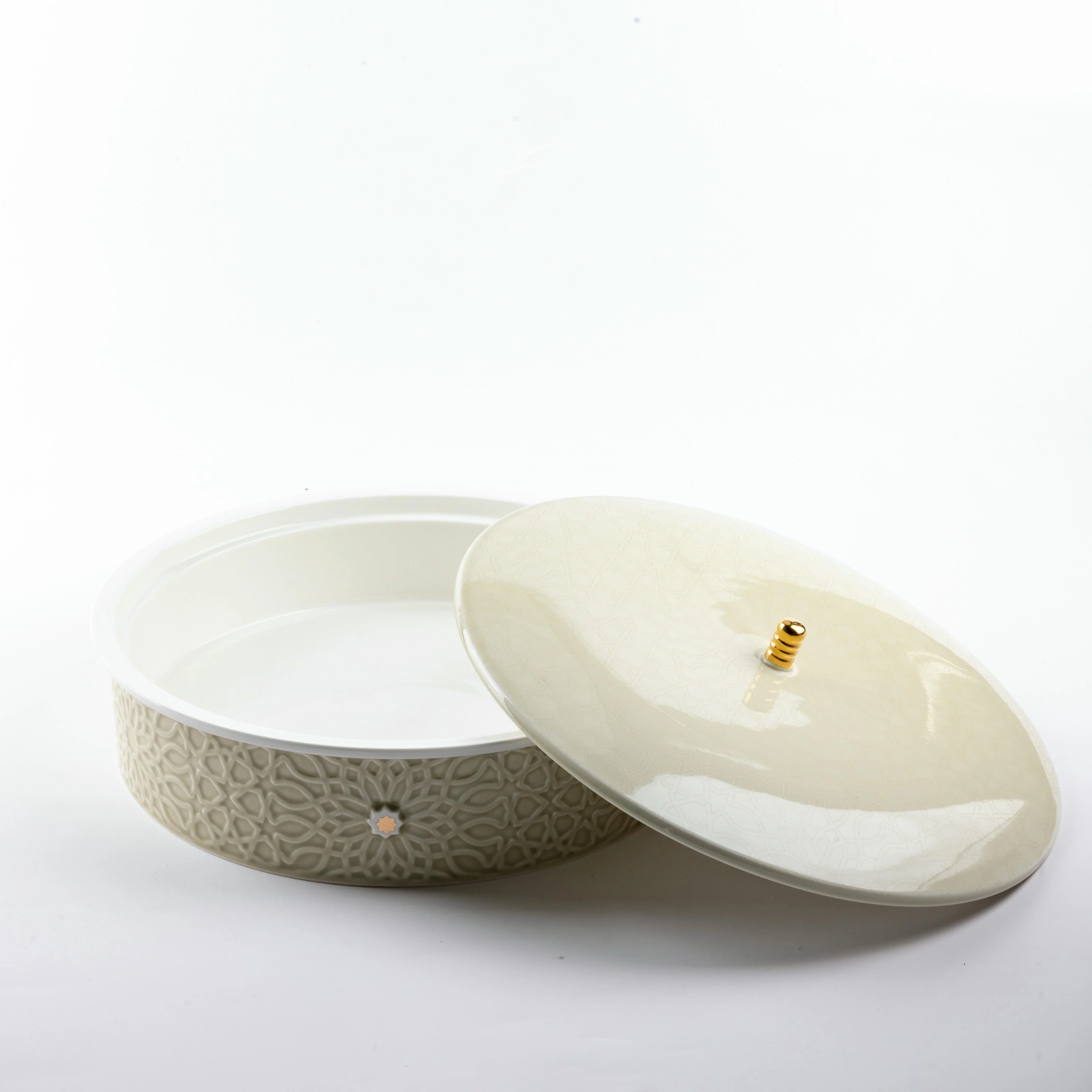 Asala - Large Decorative Canister - Beige & Gold - Image 5