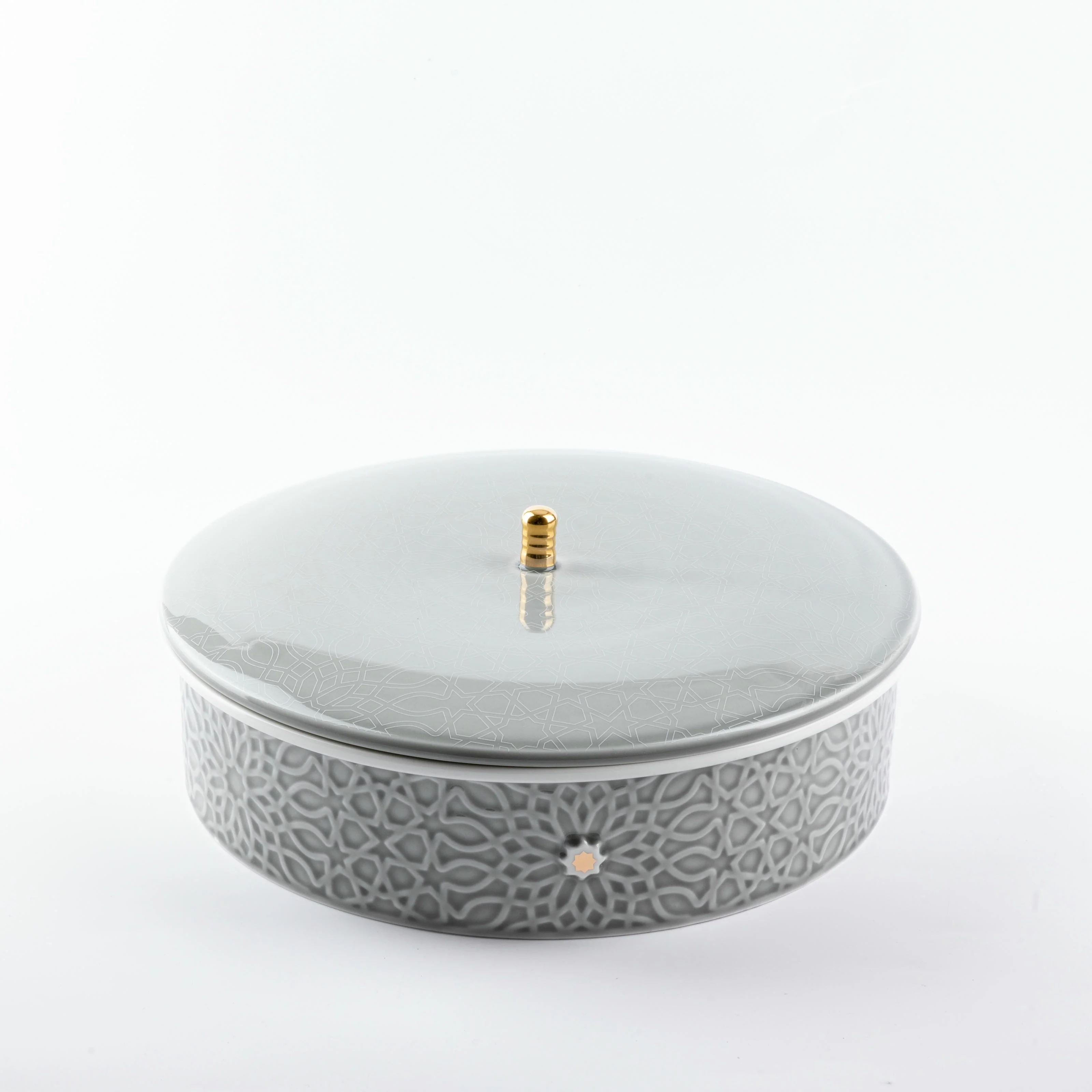 Asala - Large Decorative Canister - Grey & Gold - Image 3