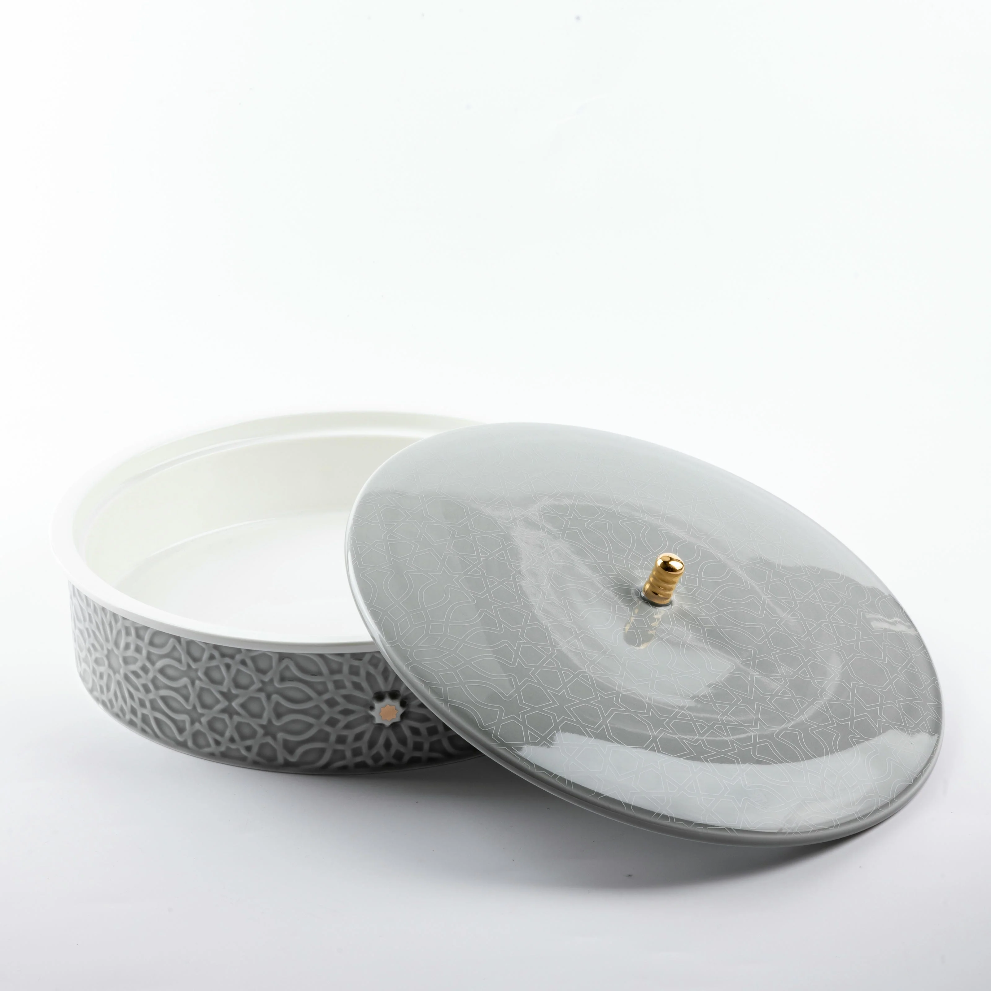 Asala - Large Decorative Canister - Grey & Gold - Image 4
