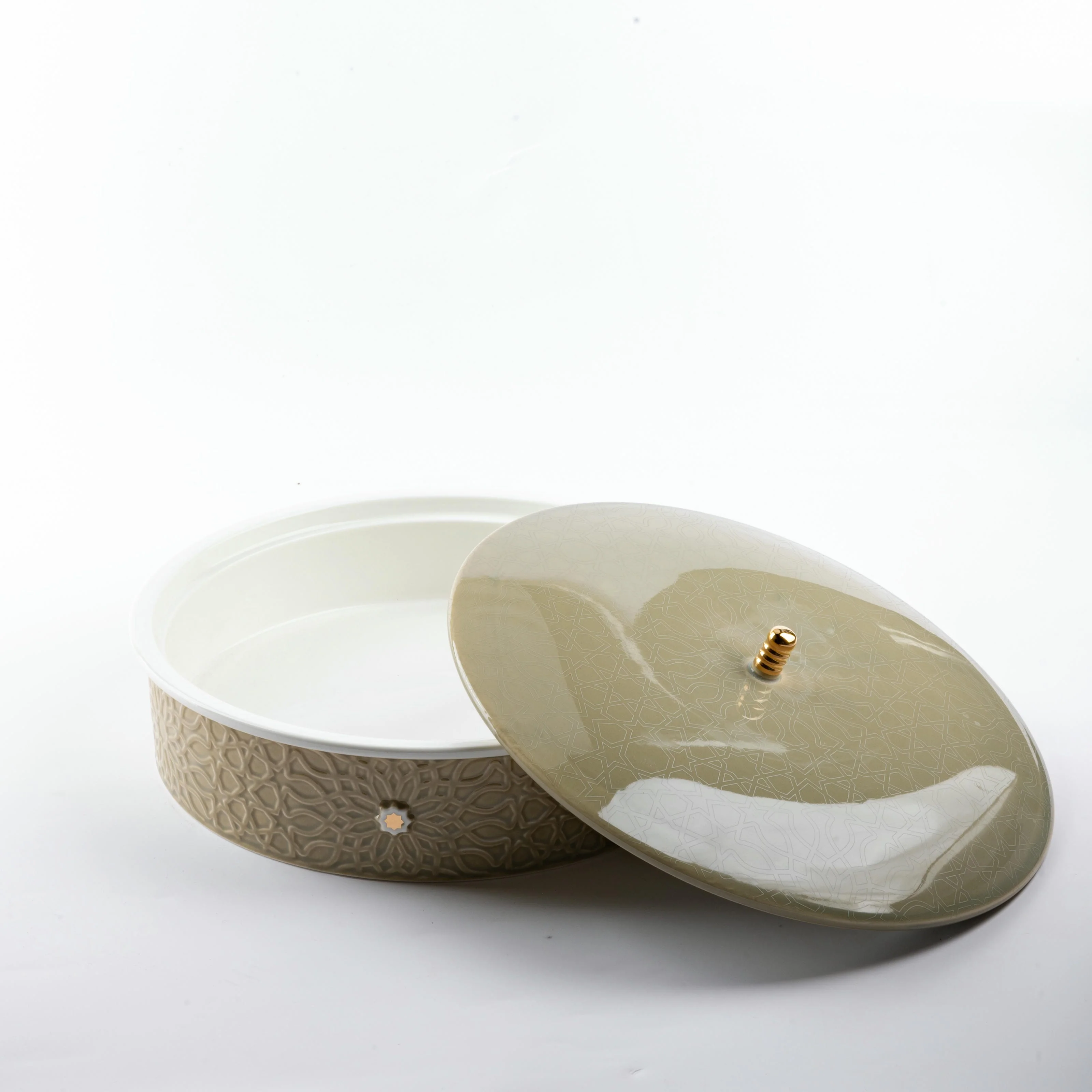 Asala - Large Decorative Canister - Olive Green & Gold - Image 4