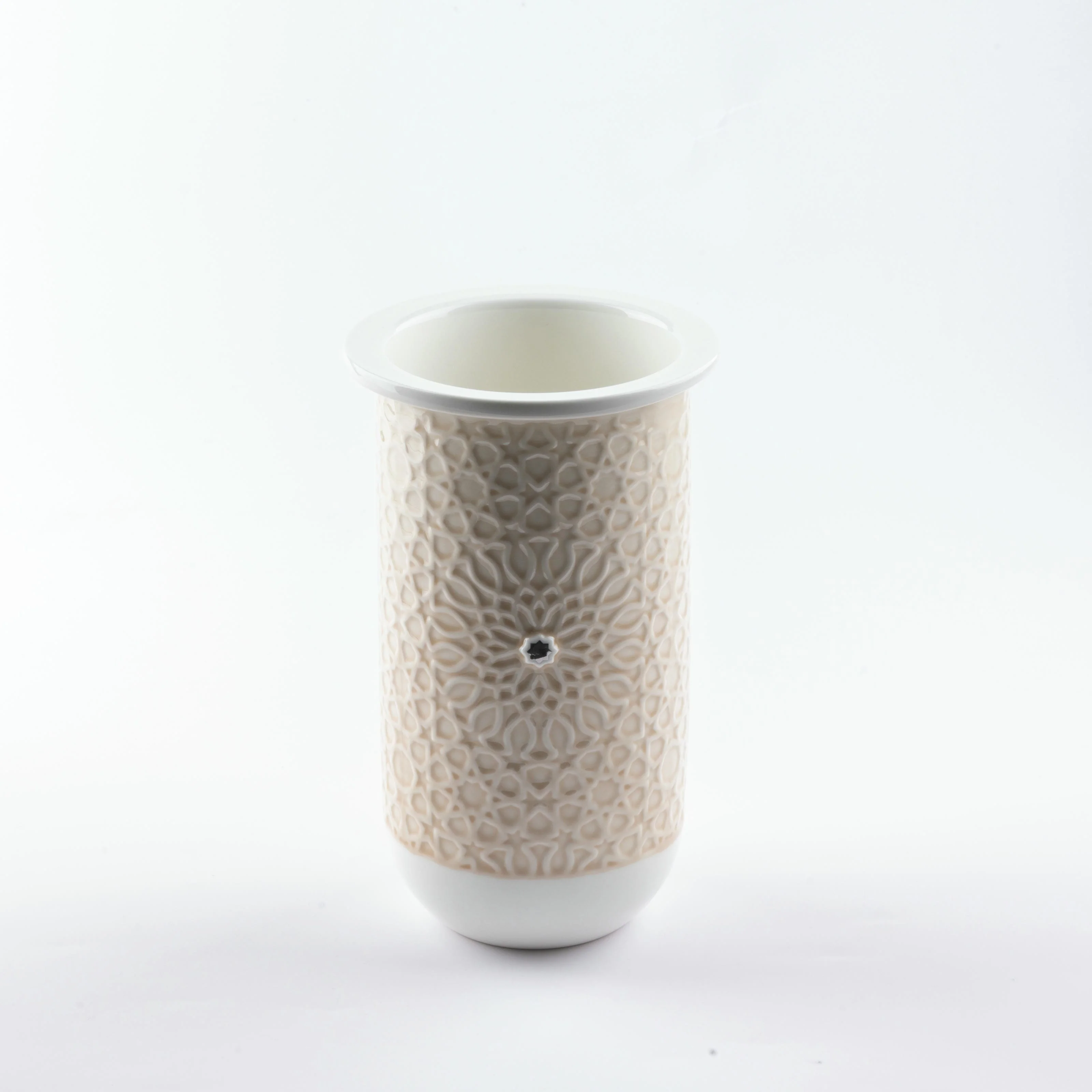 Asala - Medium Decorative Vase - Beige & Silver - Image 3