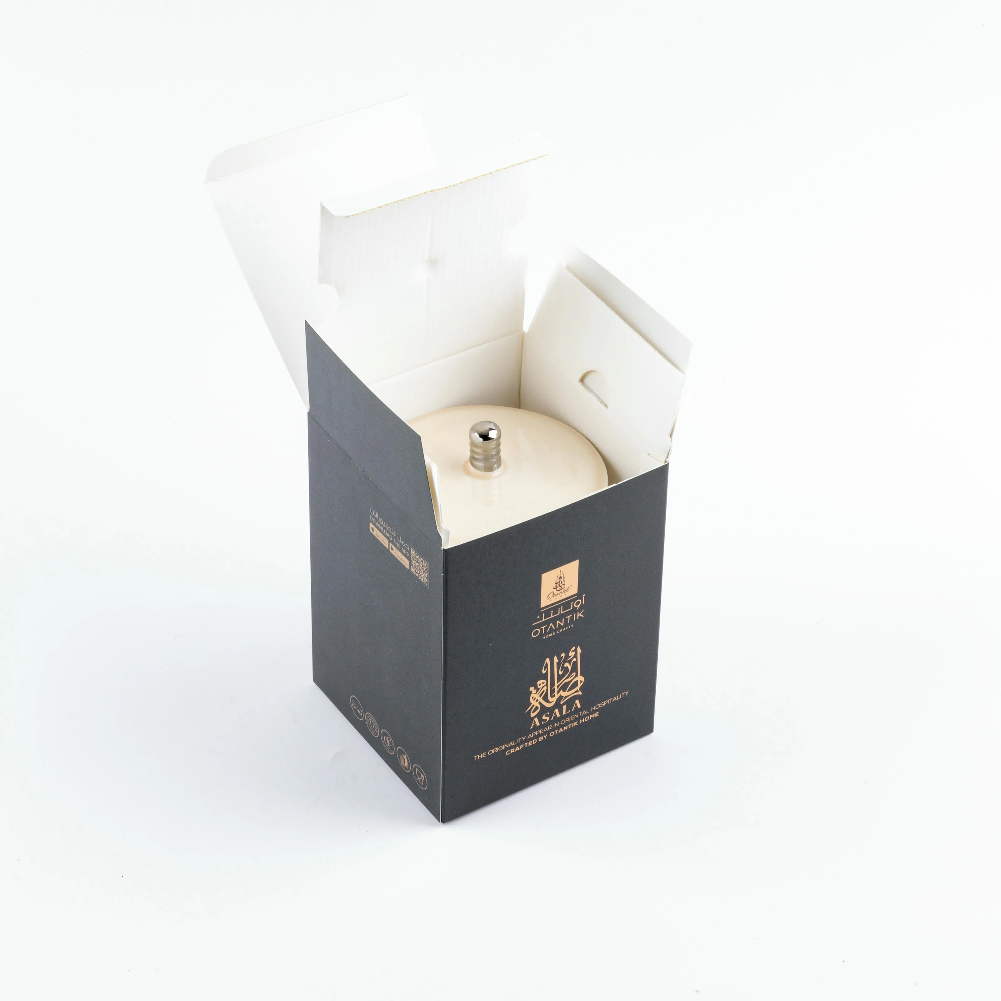 Asala - Medium Candle| Smoky Ember - Beige & Silver - Image 5