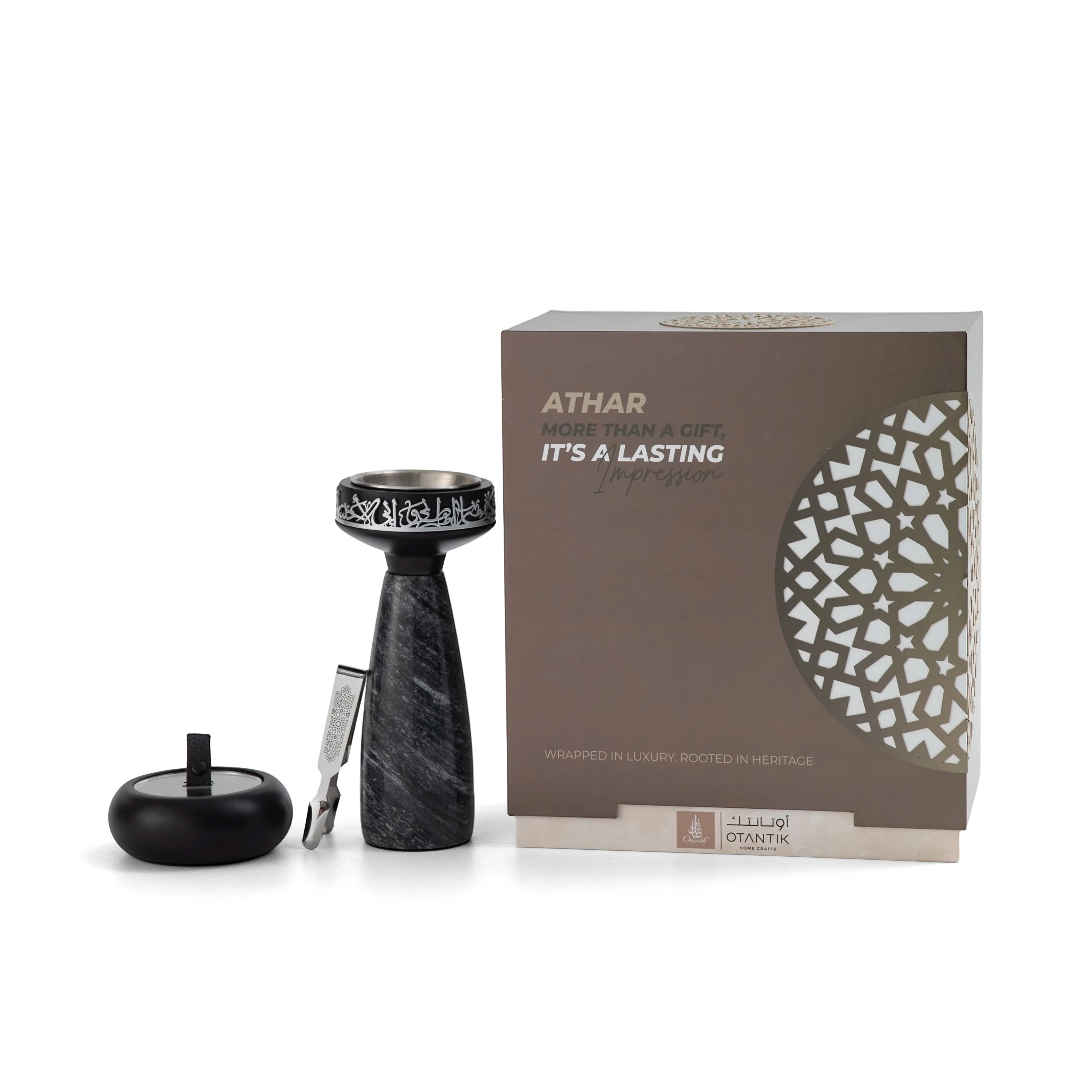 Athar - Marble Incense Burner Set (3-Pc) - Midnight Black & Silver - Image 7