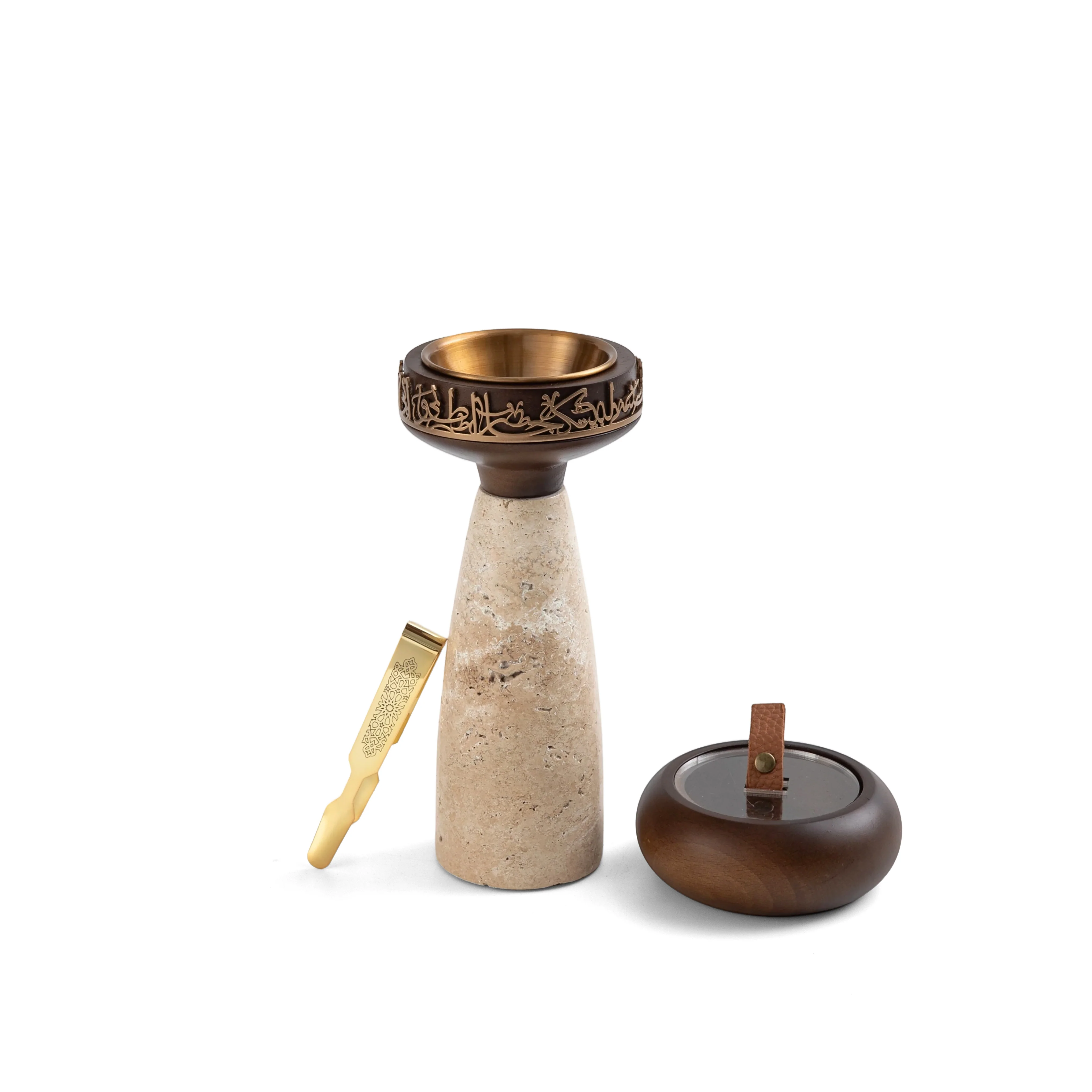 Athar - Marble Incense Burner Set (3-Pc)- Warm Sand & Bronze - Image 3