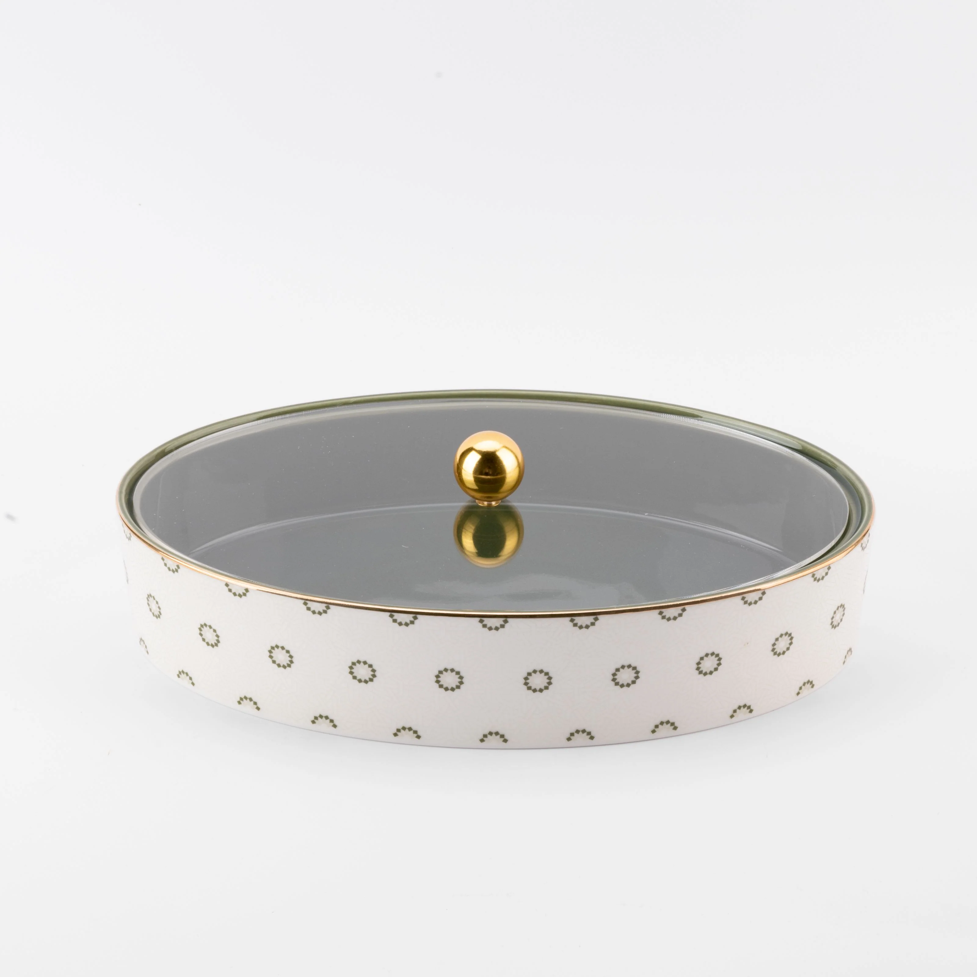 Atheer - Large Decorative Canister - Olive Green & Gold - Image 3