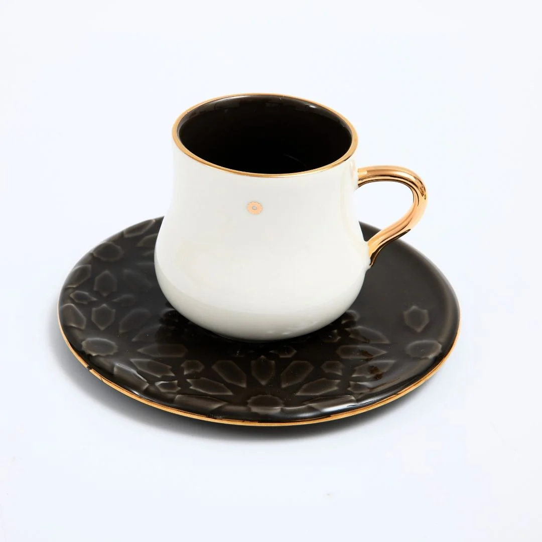 Dunes - Cappuccino Cups (12-Pc)- Black & Gold - Image 5