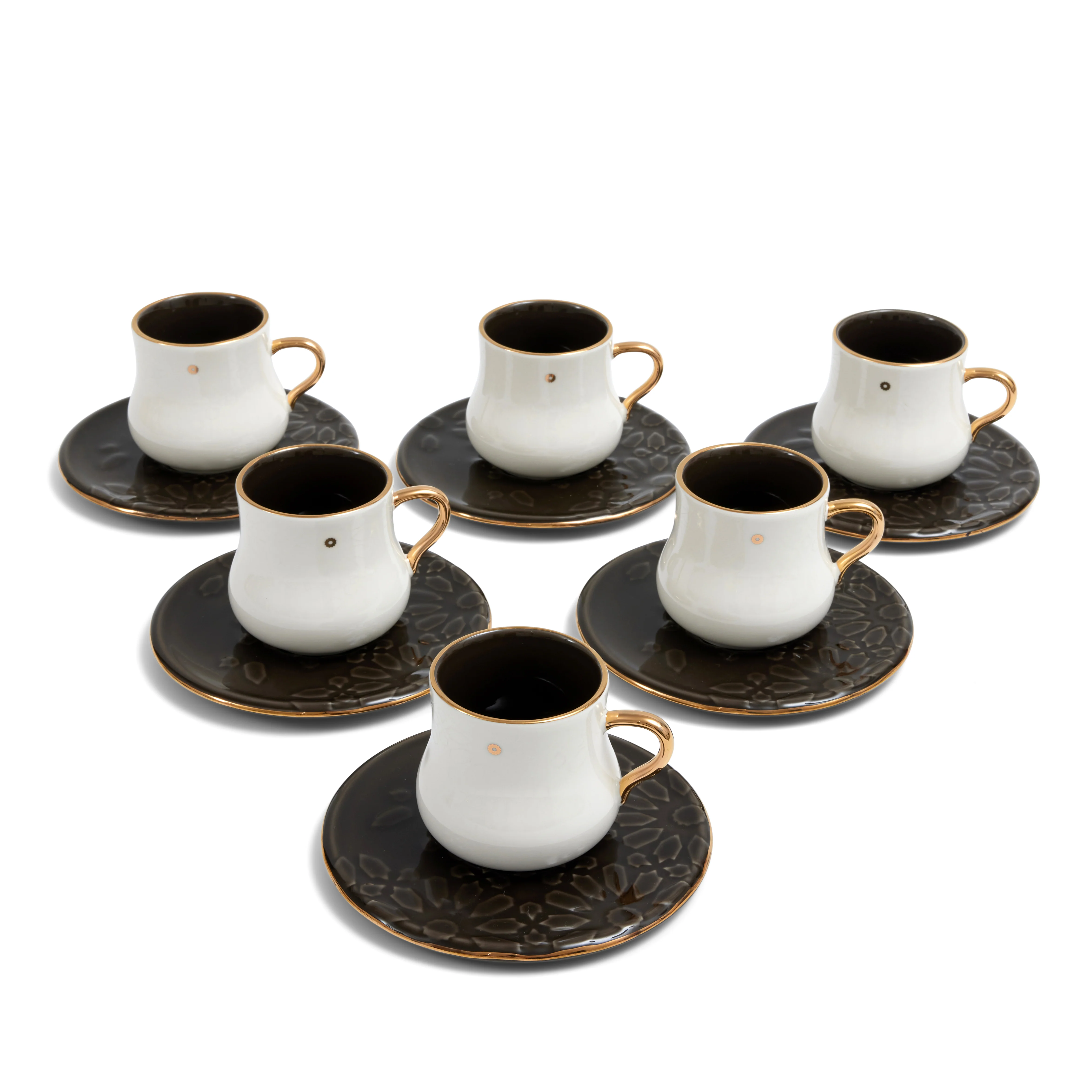 Dunes - Cappuccino Cups (12-Pc)- Black & Gold - Image 6