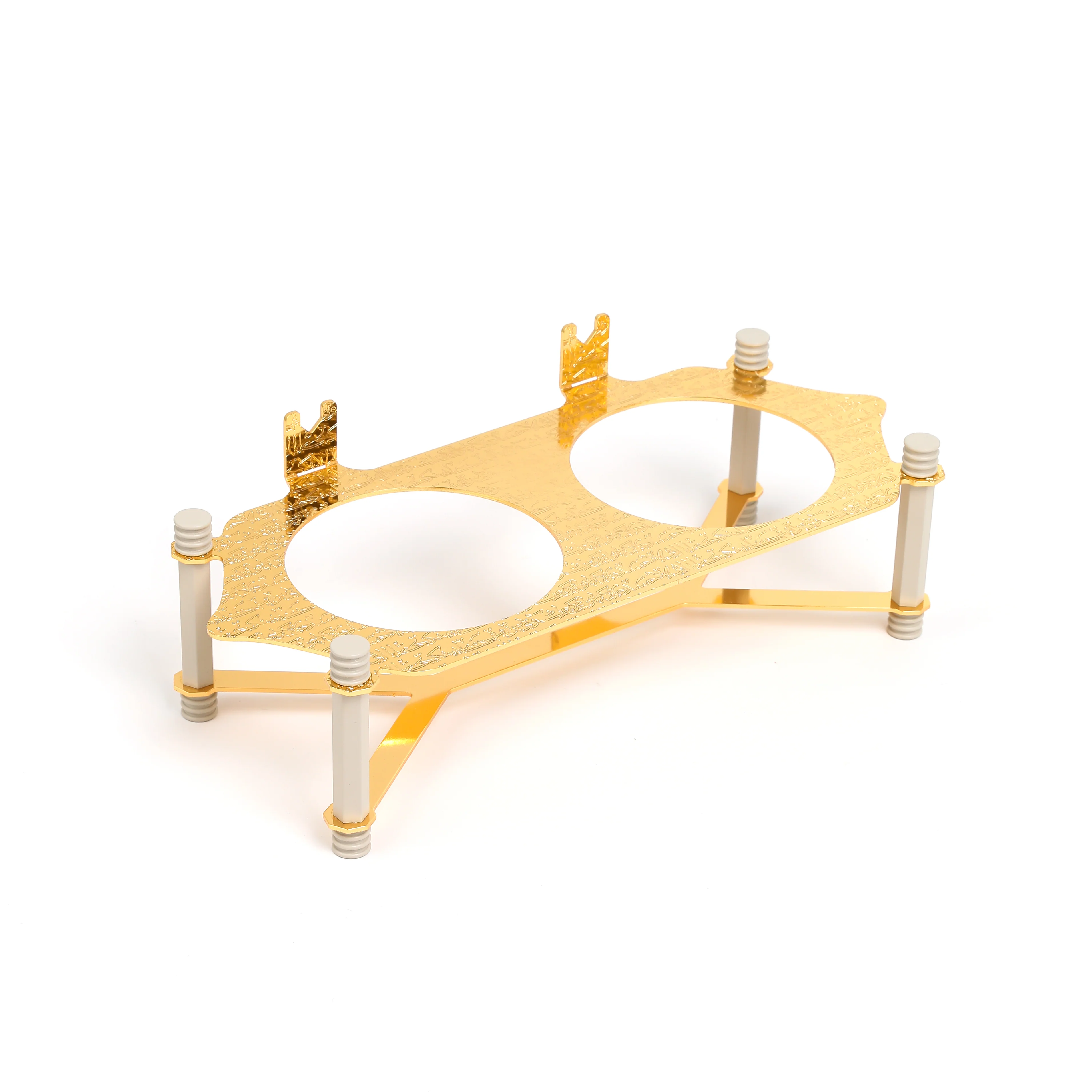 Jiwar - Dual Elegant Nut Serving Set with Engraved Base - Beige & Gold - Image 4