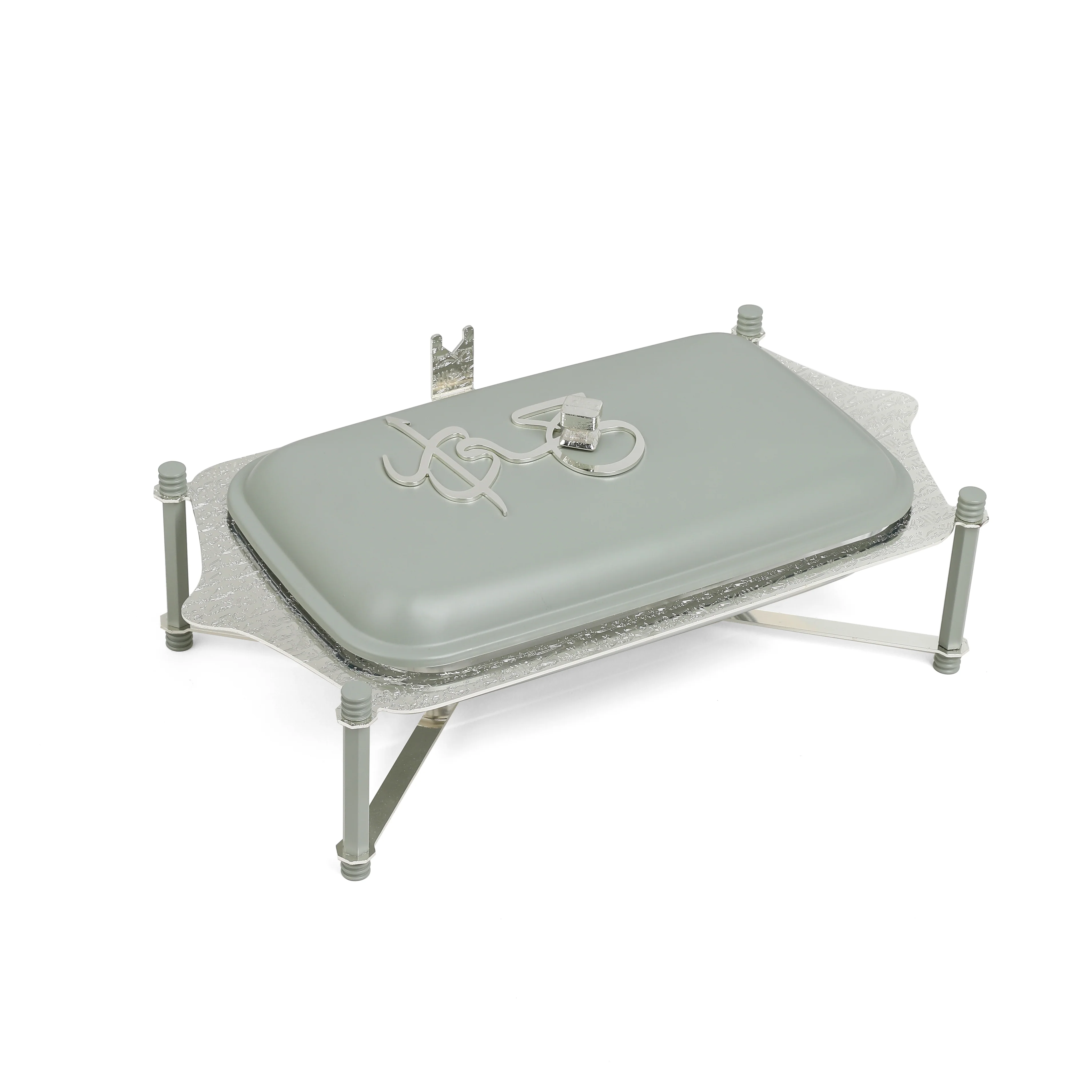 Jiwar - Medium Twin Candle Pyrex Chafer - Mint Green & Silver - Image 4