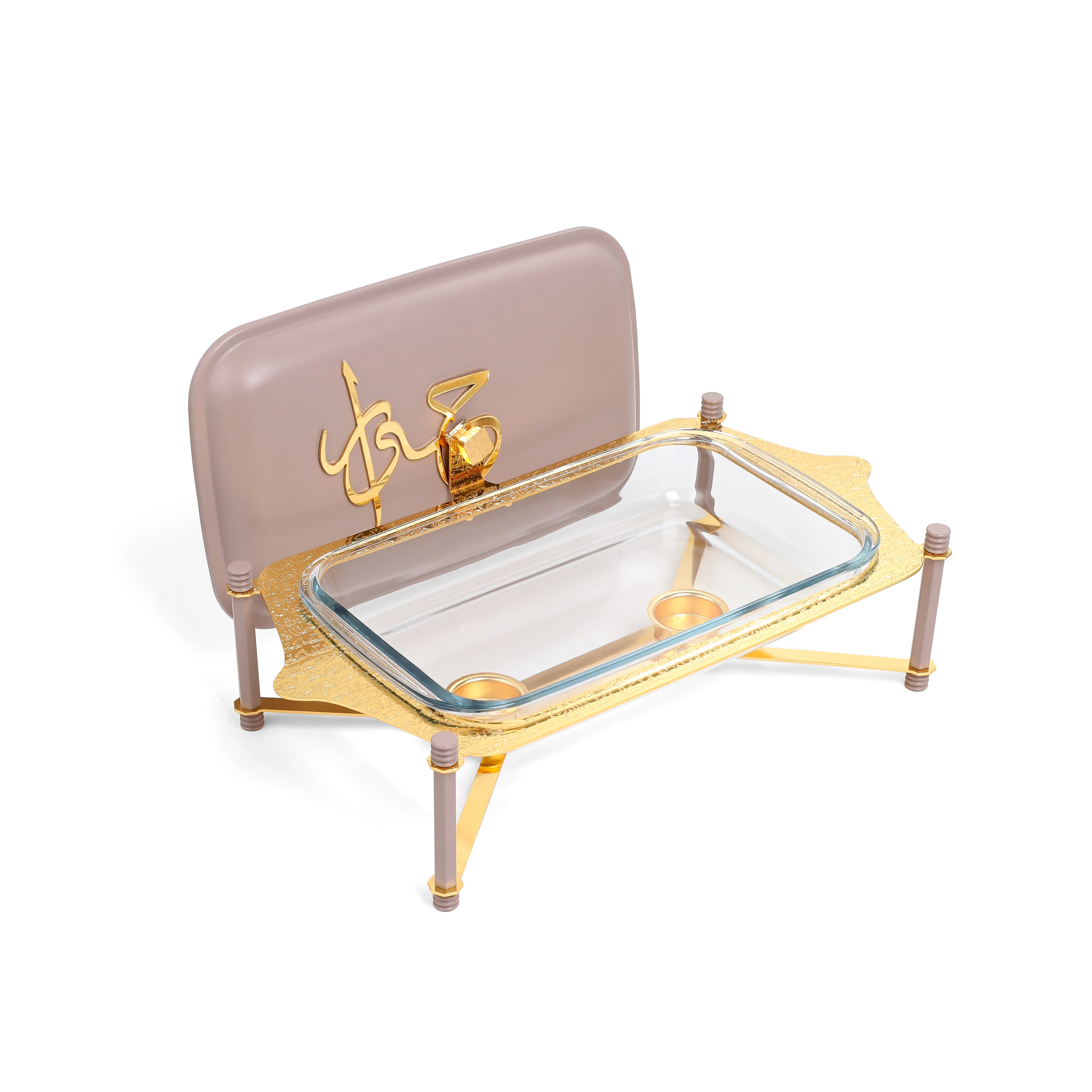 Jiwar - Medium Twin Candle Pyrex Chafer- Lavender & Gold - Image 5
