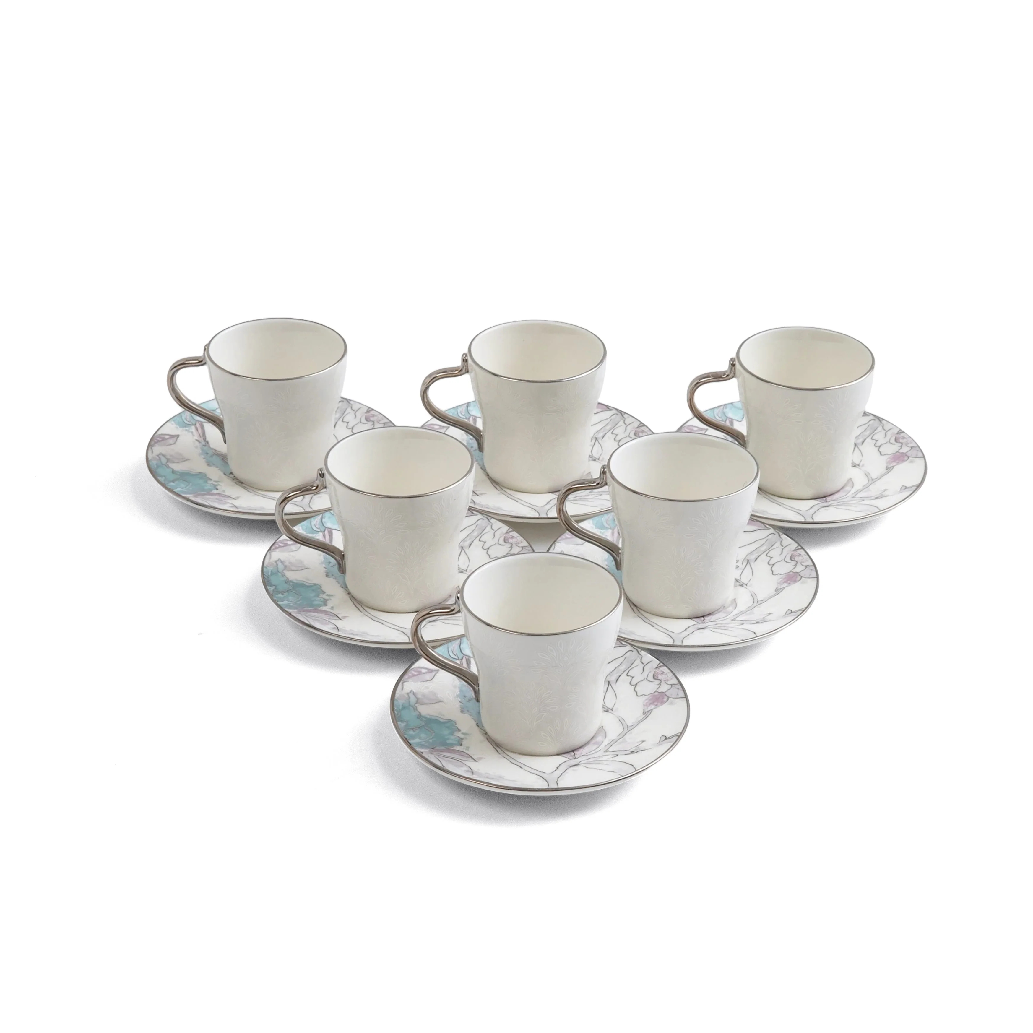 Khuzama - Espresso/Turkish Coffee Set (12-Pc) - Blue & Silver - Image 3