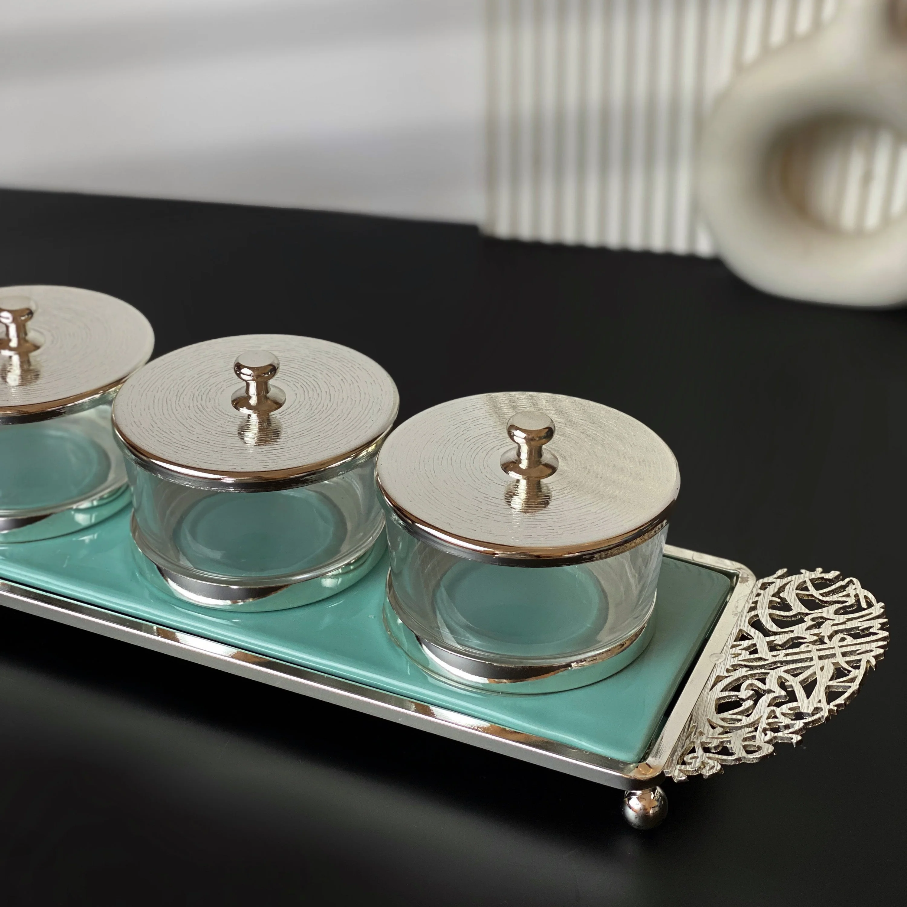 Limited Edition - Snack Serving set (4 Bowls)- Blue & Silver - Image 6