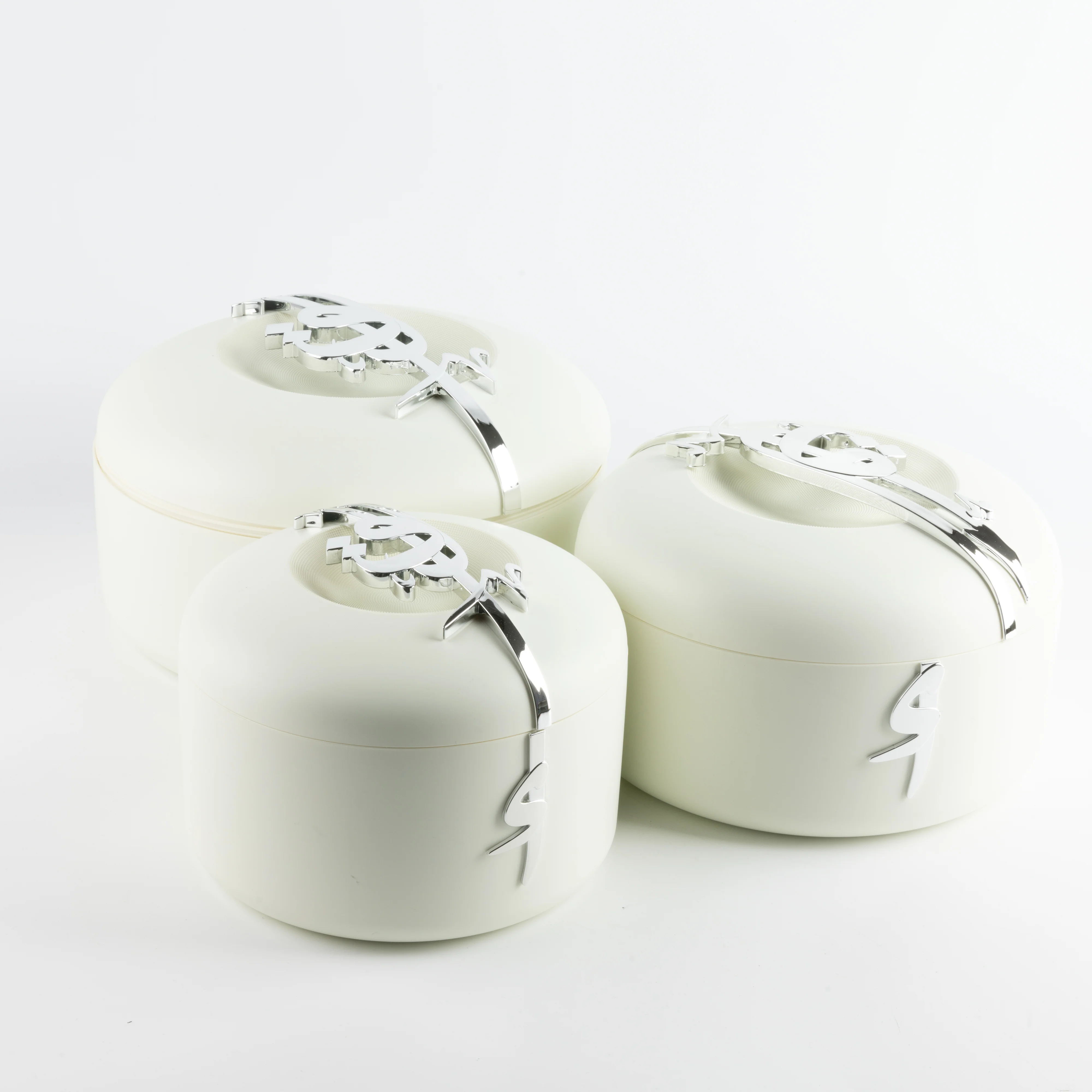 Liqa'a - Food Thermos/ Warm Serv (Set of 3) - Pearl White & Silver - Image 5
