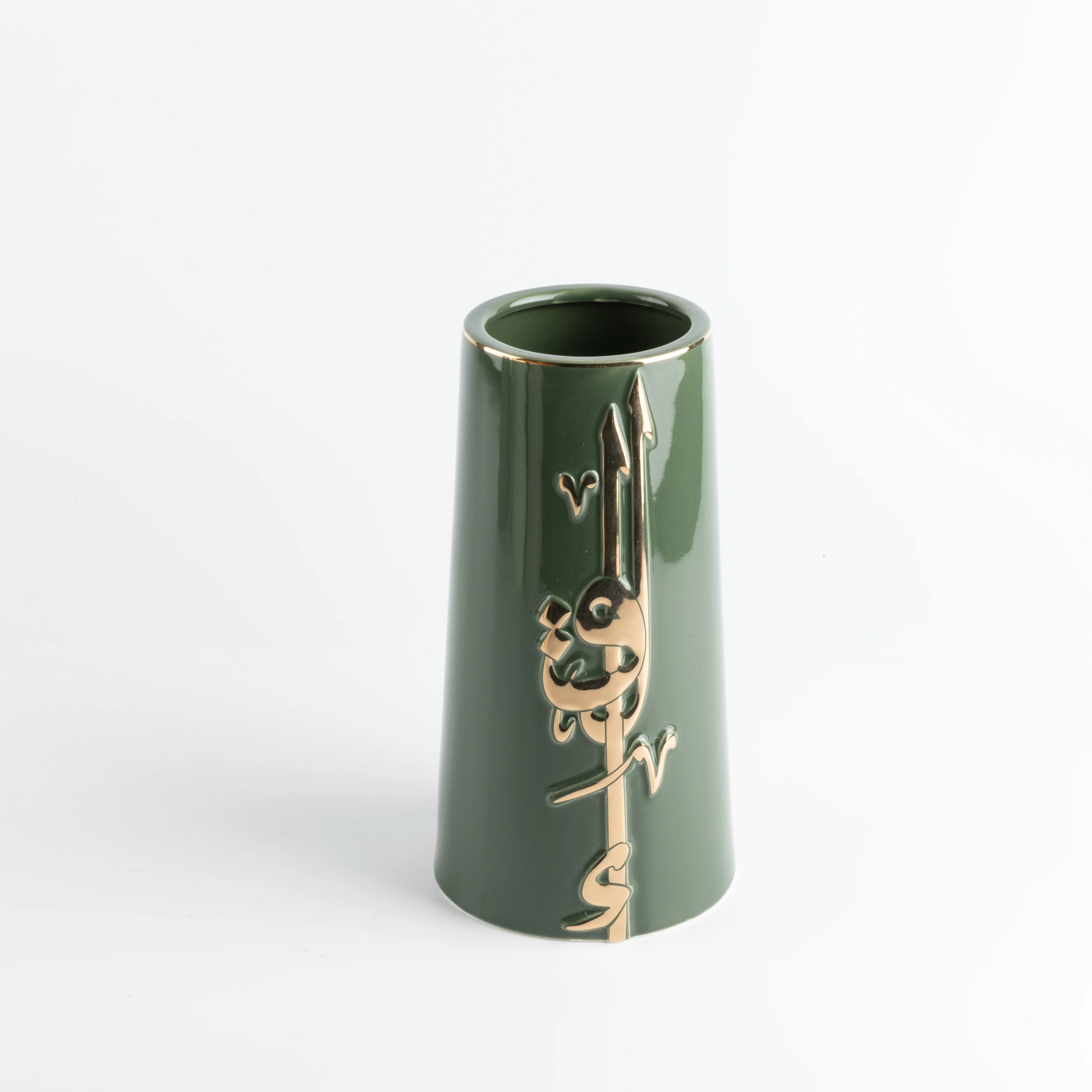 Liqa'a - Large Decorative Vase - Olive Green & Gold - Image 4