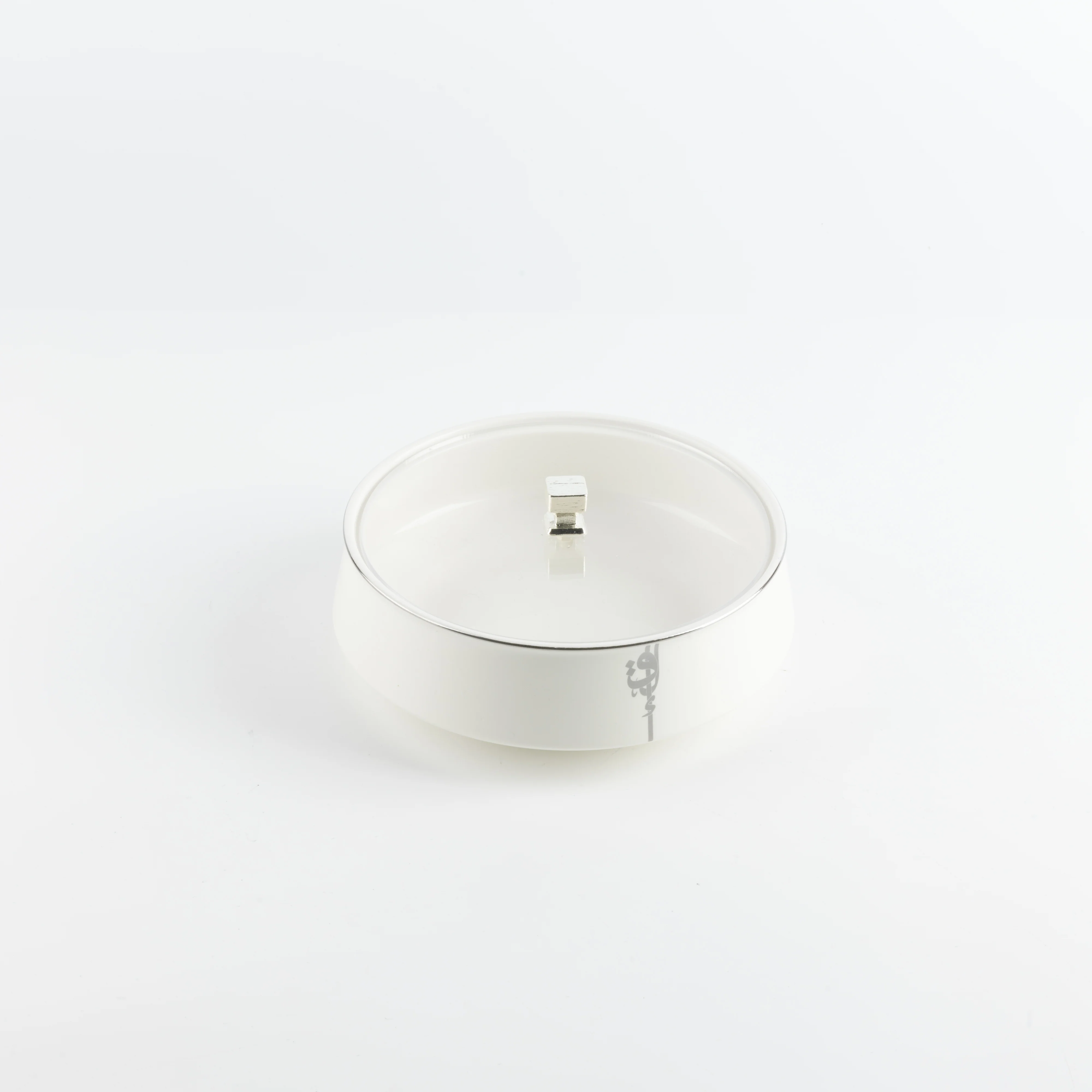 Liqa'a - Medium Decorative Canister - Pearl White & Silver - Image 4