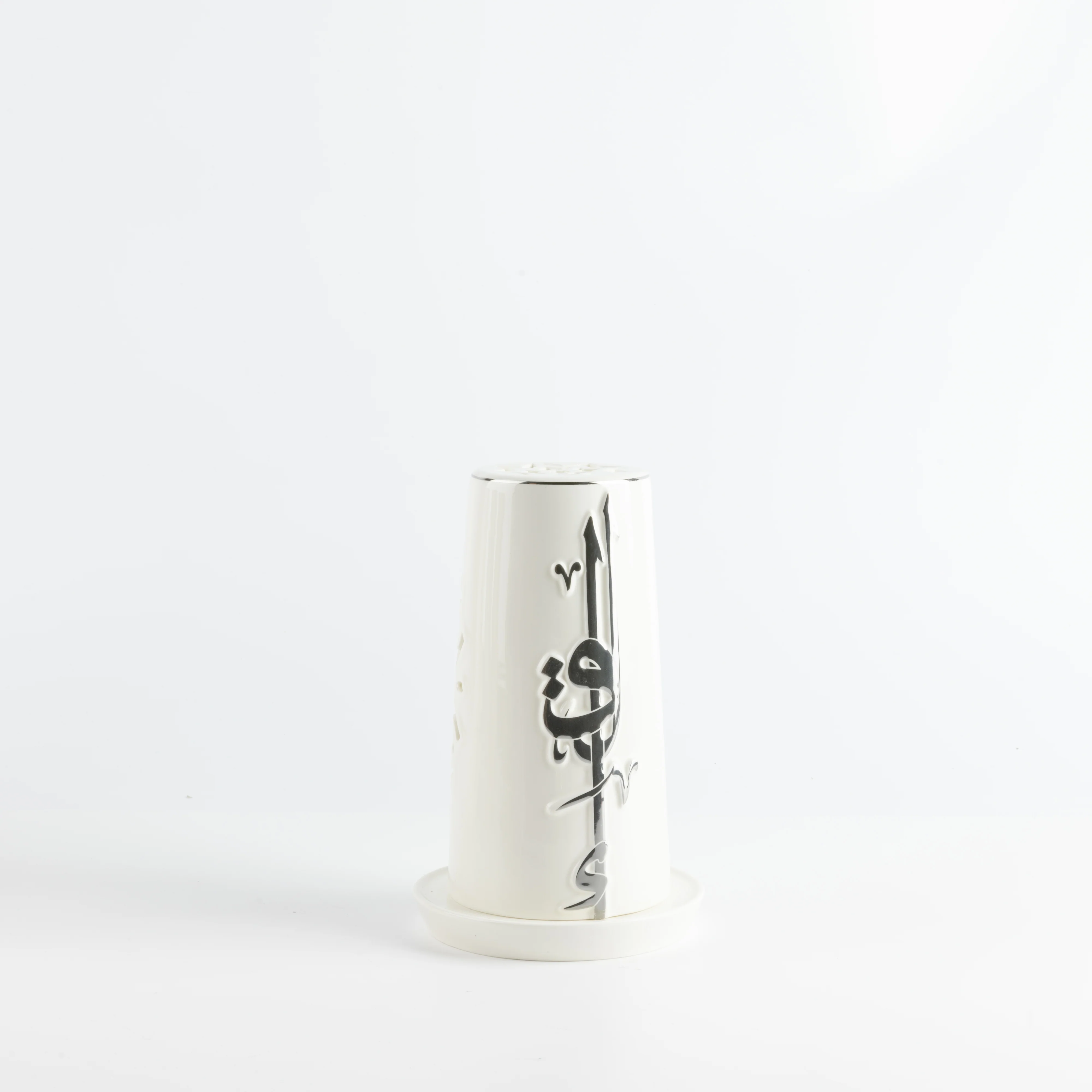 Liqa'a - Medium Lantern Candle Holder - Pearl White & Silver - Image 4