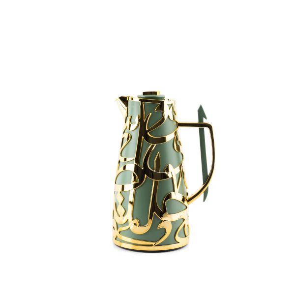 Luxury Diwan - Vacuum Flask - Olive Green & Gold - Image 2