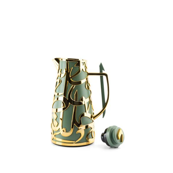 Luxury Diwan - Vacuum Flask - Olive Green & Gold - Image 3