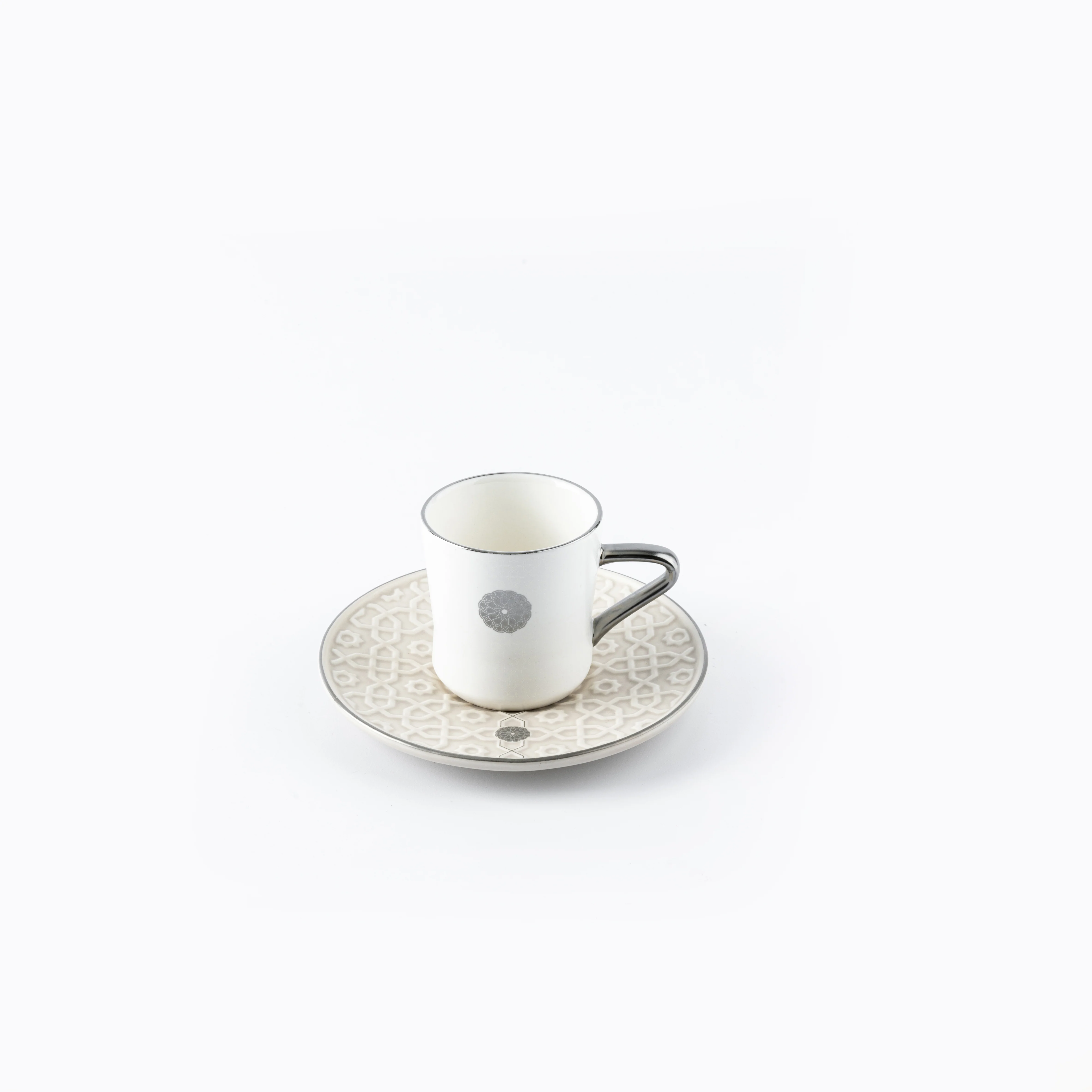 Luxury Rosette Coffee Duo (Set of 2)- Beige & Silver - Image 3