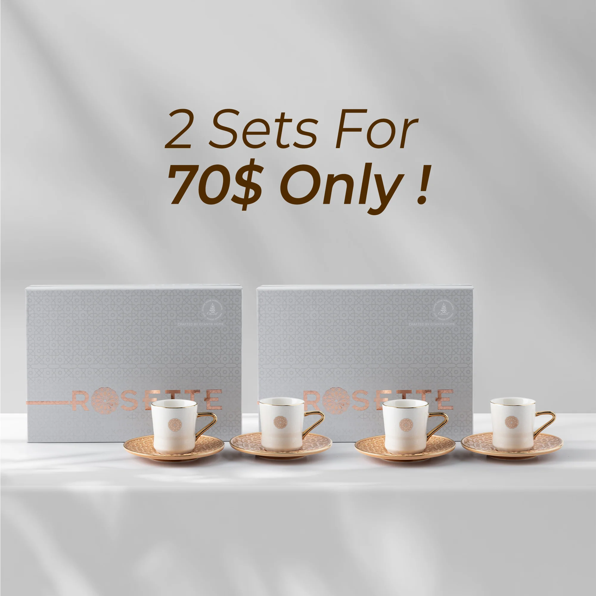 Luxury Rosette Coffee Duo (Set of 2)-Orange & Gold