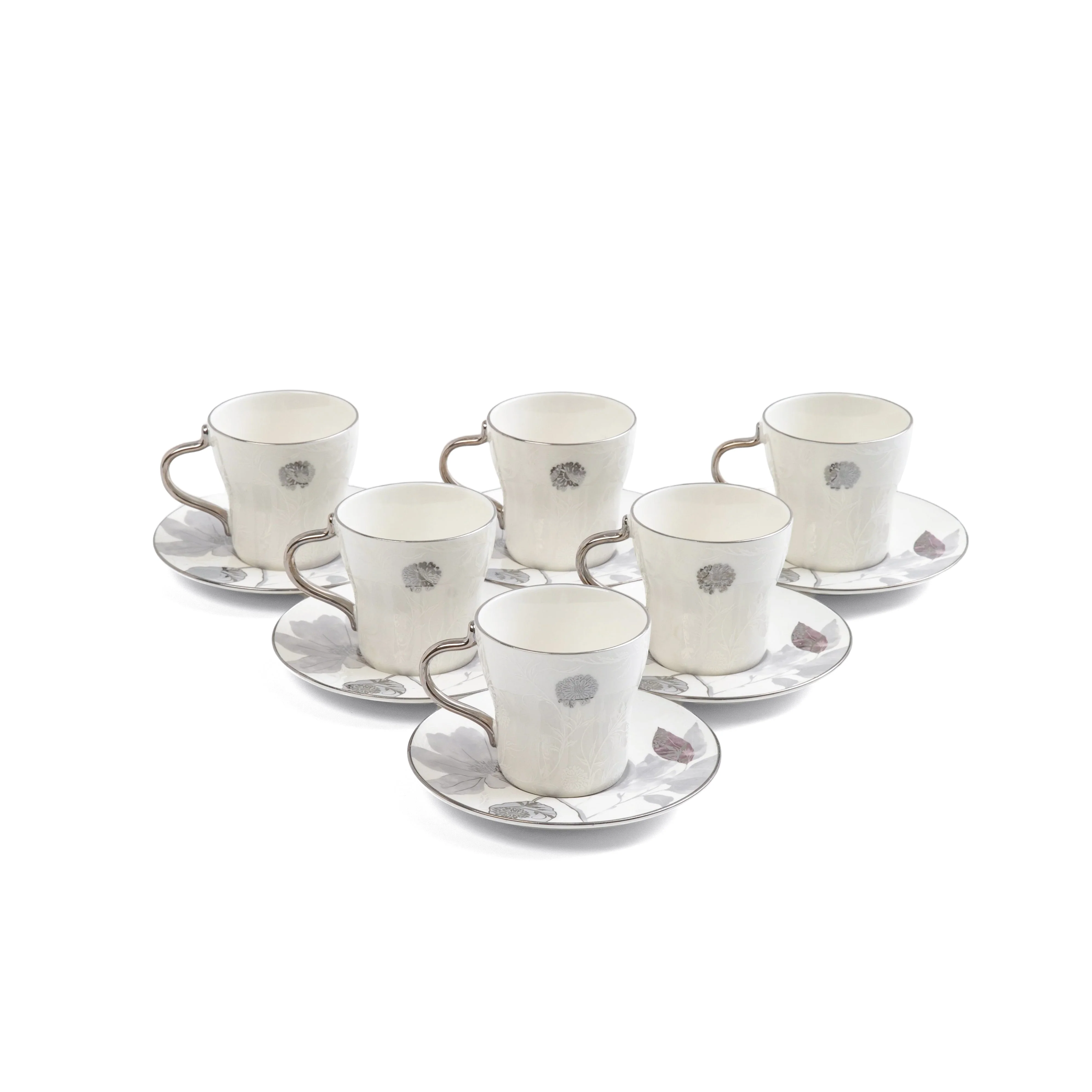 Marisella - Cappuccino Set (12-Pc) - Grey & Silver - Image 3