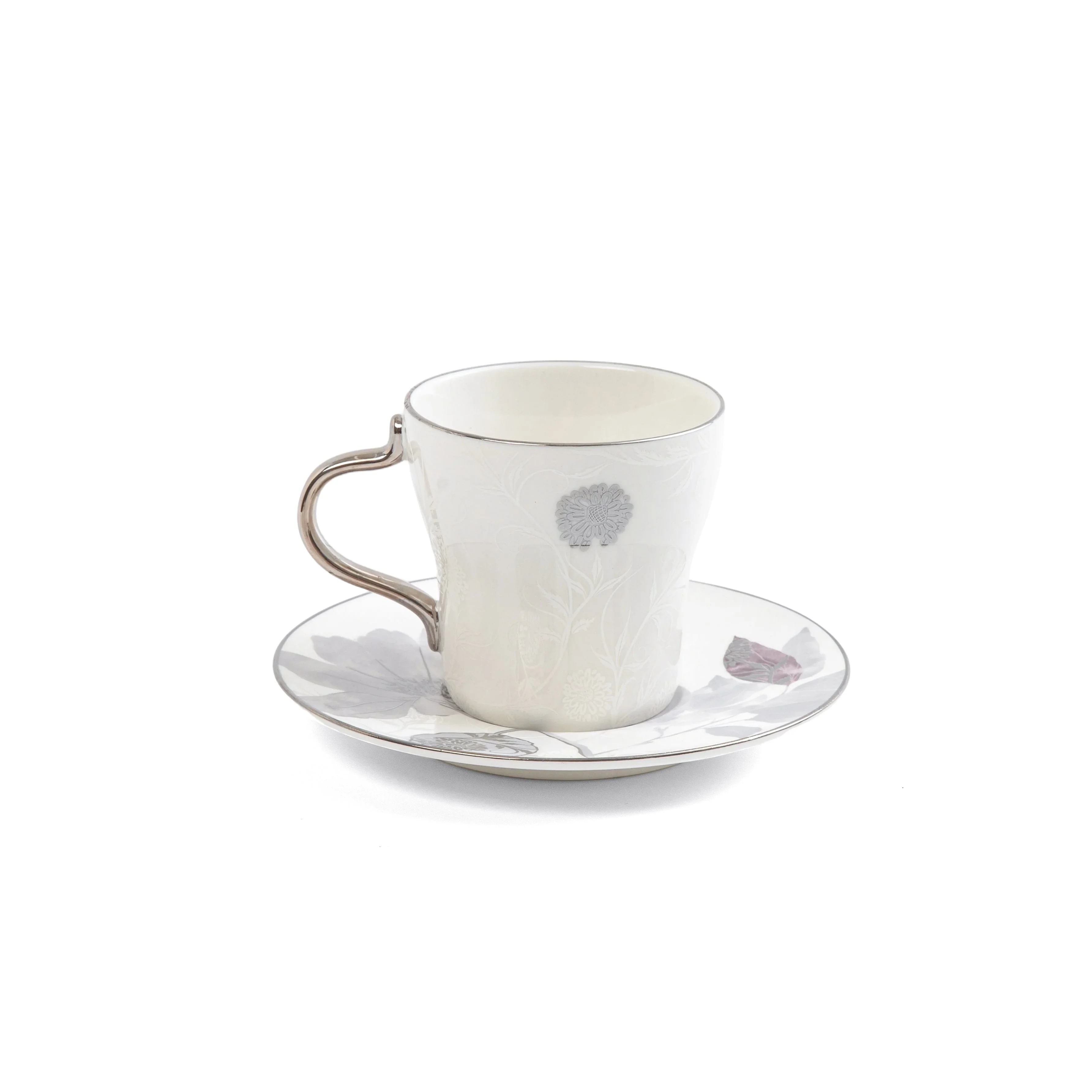 Marisella - Cappuccino Set (12-Pc) - Grey & Silver - Image 4