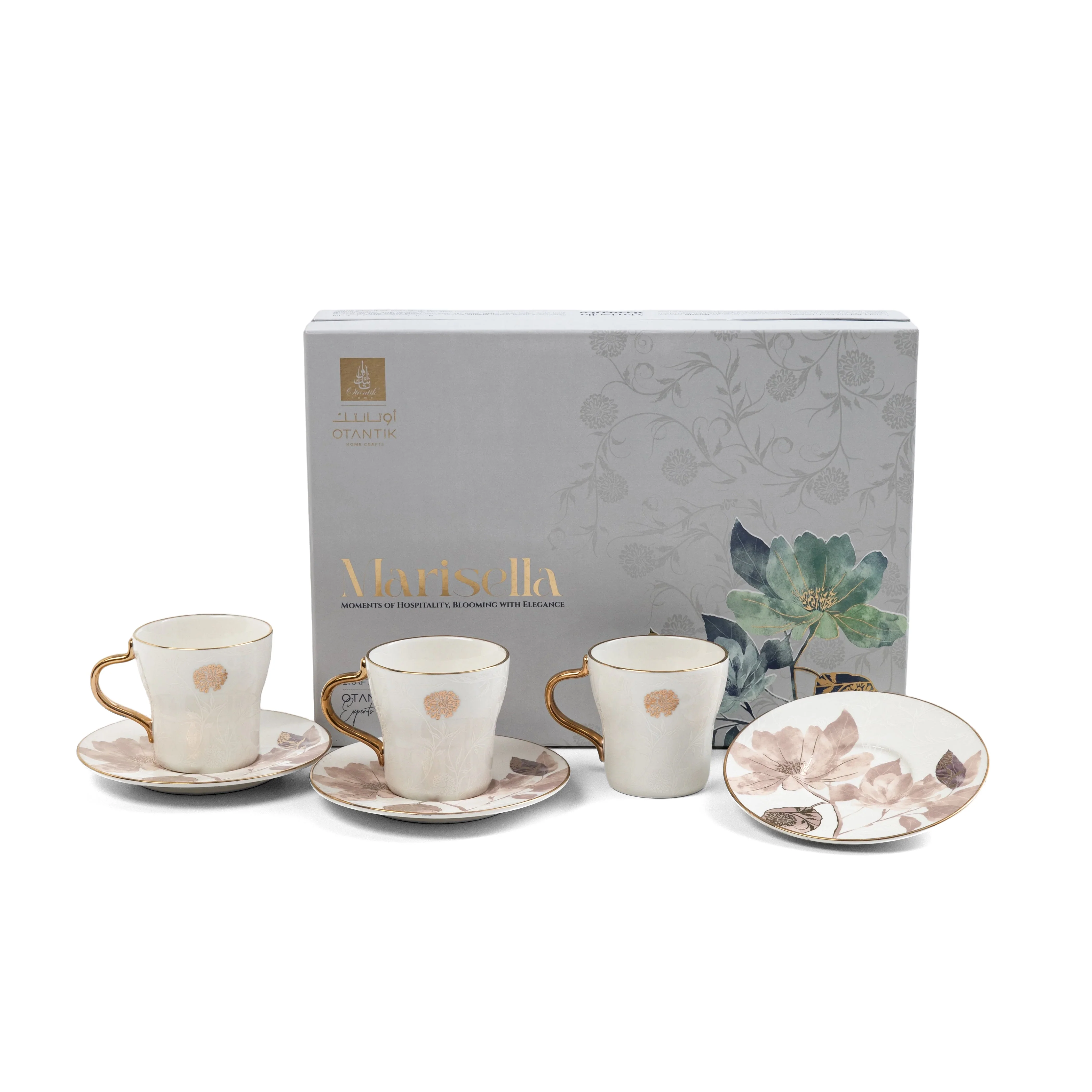 Marisella - Espresso/Turkish Coffee Set (12-Pc) - Pink & Gold - Image 6