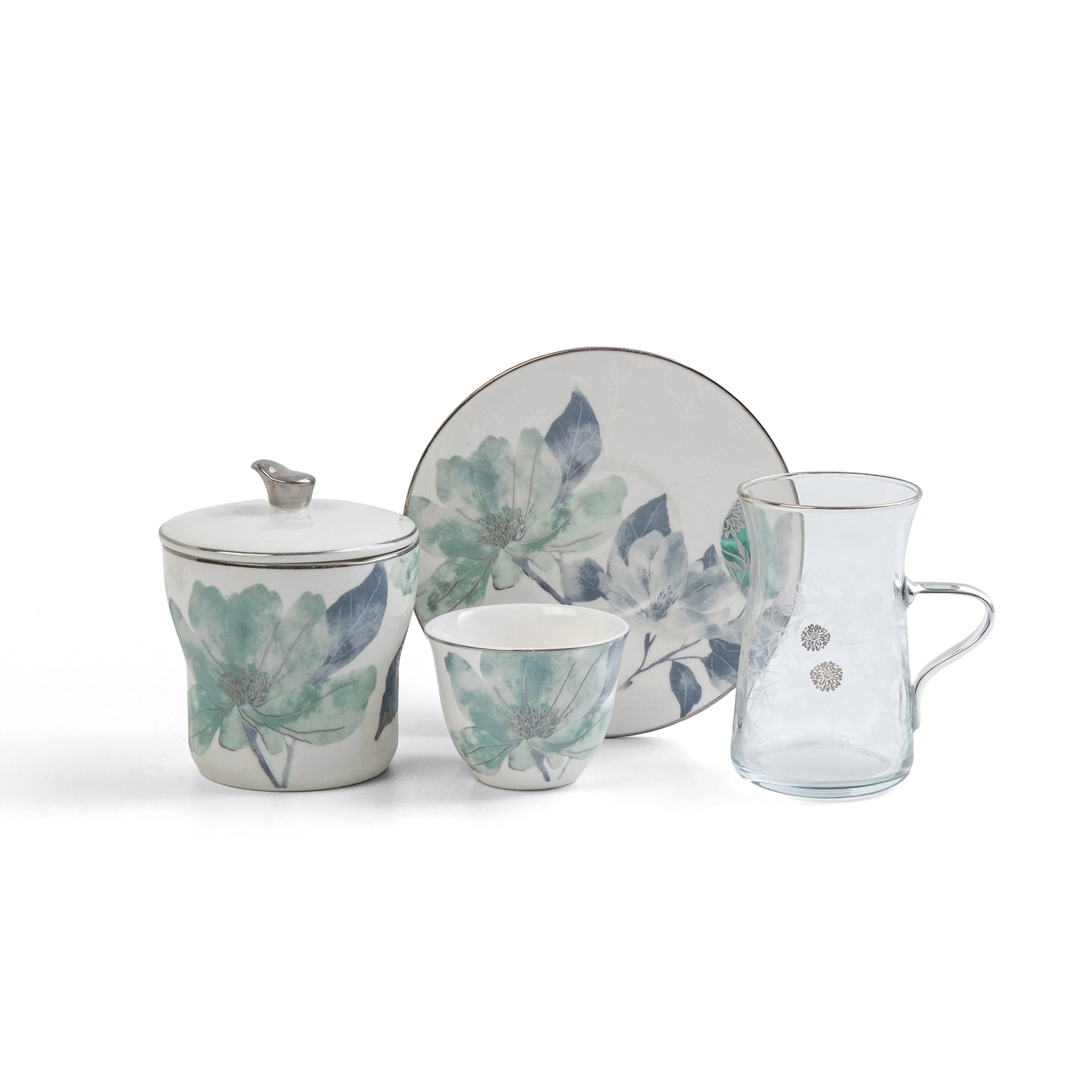 Marisella - Tea Set (19-Pc) - Blue & Silver - Image 3