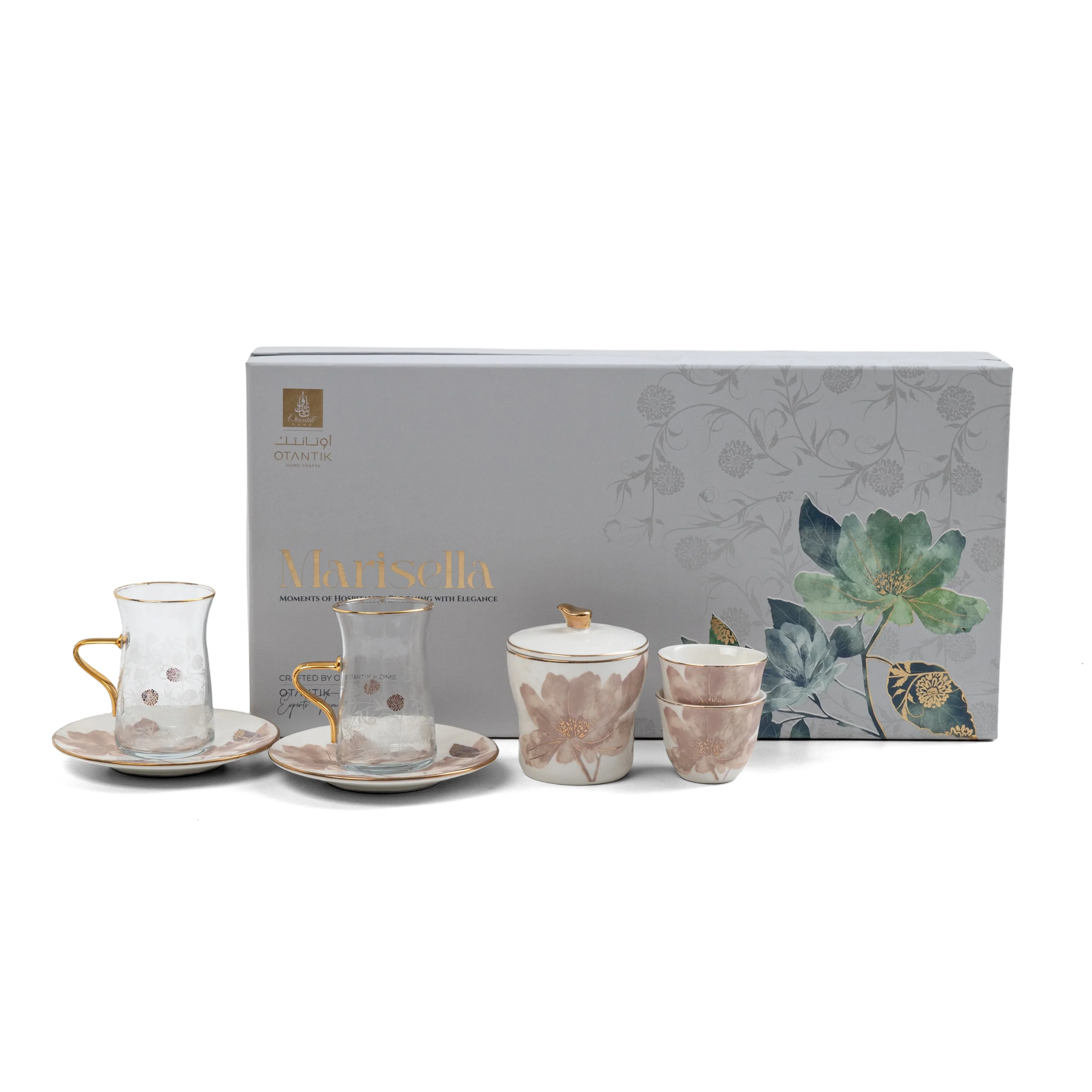 Marisella - Tea Set (19-Pc) - Pink & Gold - Image 6