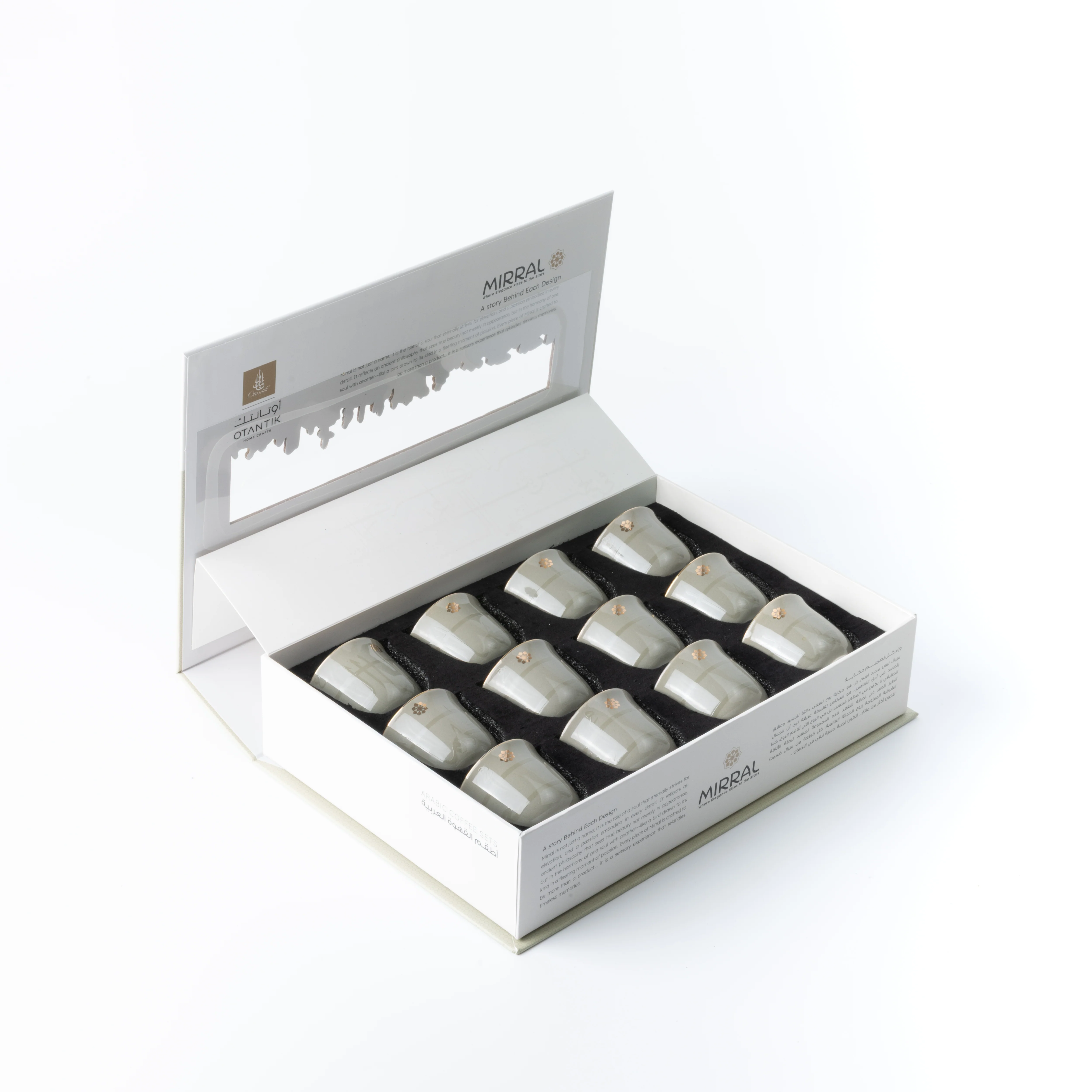 Mirral - Arabic Coffee Cups Set (12-Pc) - Grey & Gold - Image 3