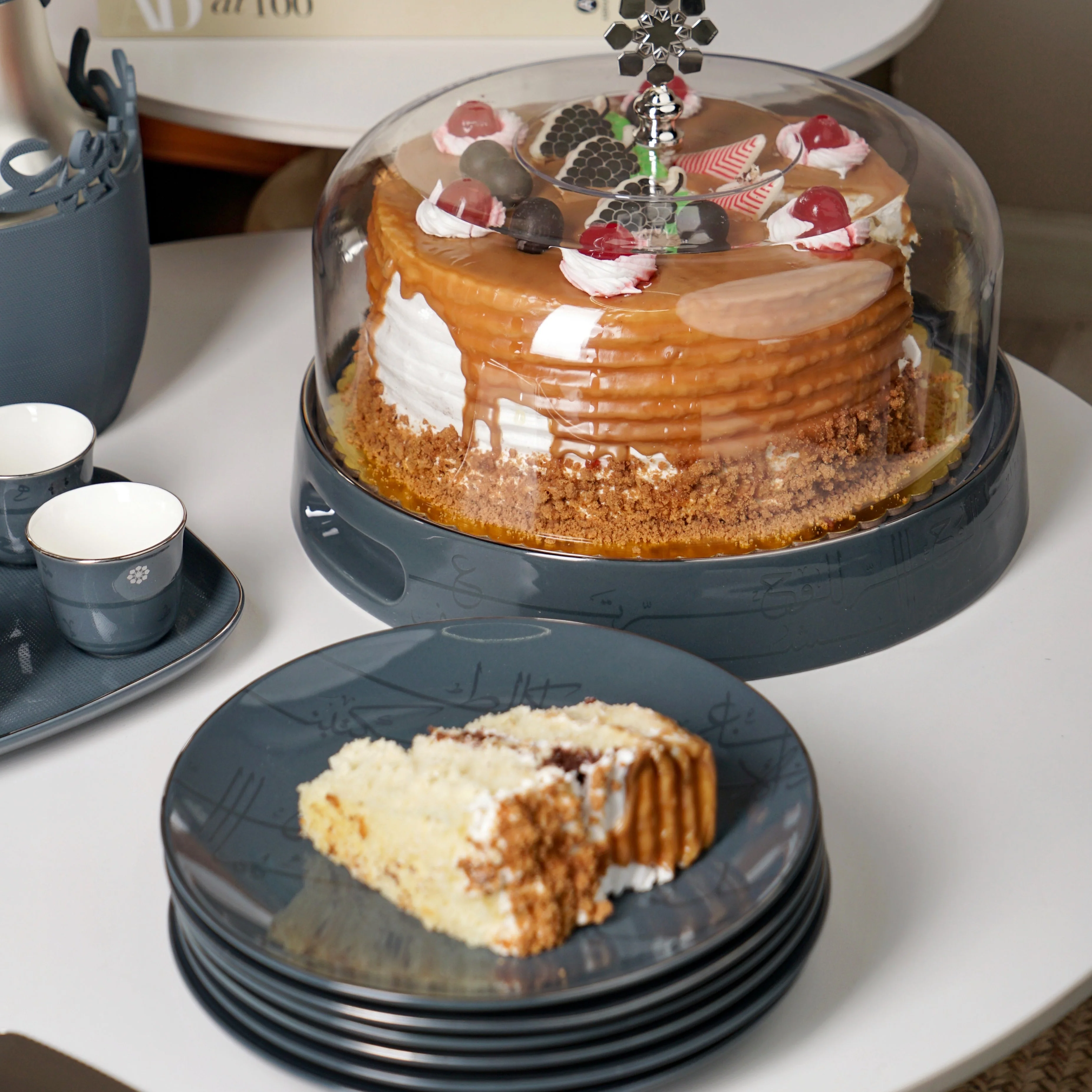 Mirral - Cake Set (9-Pc) - Dark Blue & Silver - Image 4