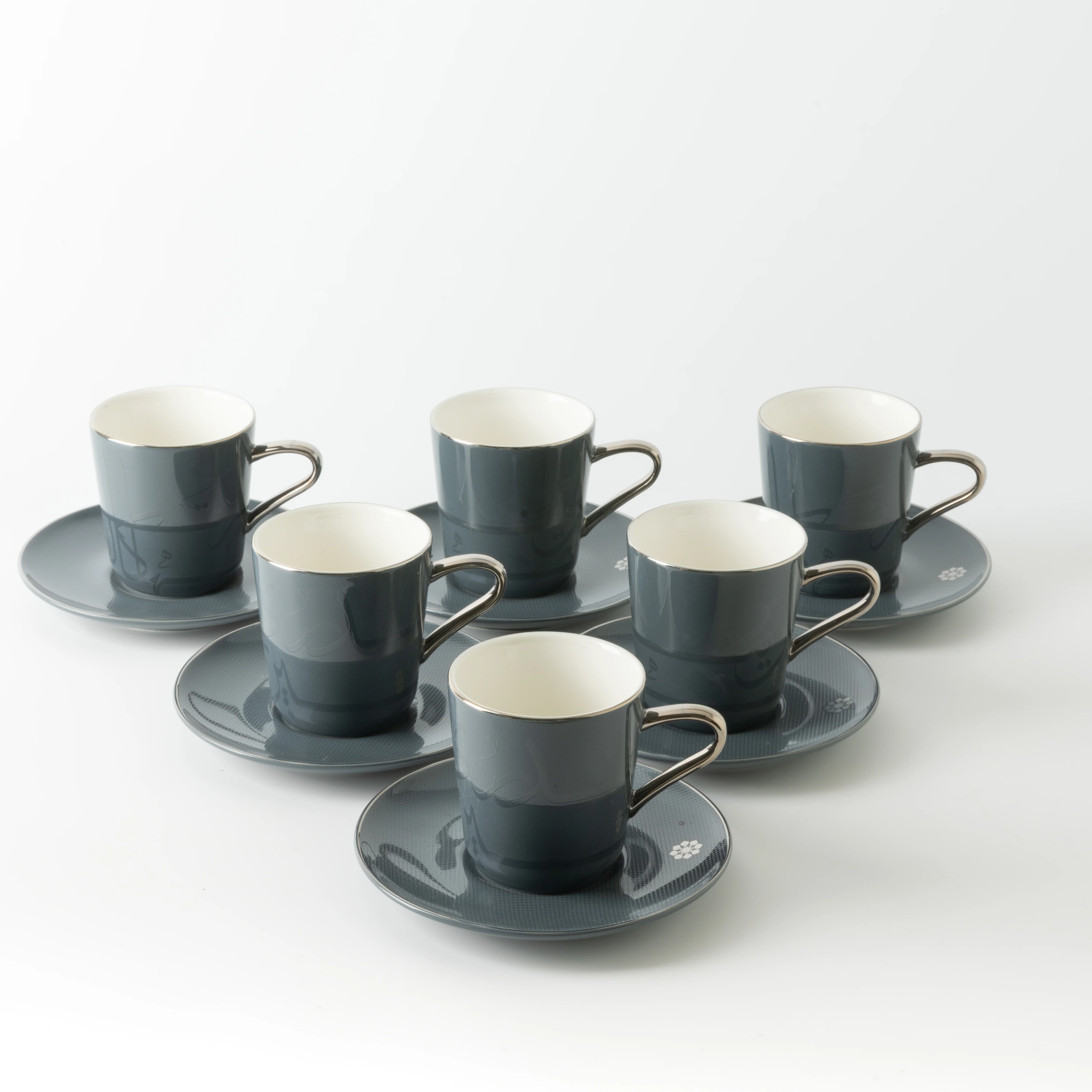 Mirral - Cappuccino Set (12-Pc) - Dark Blue & Silver - Image 6