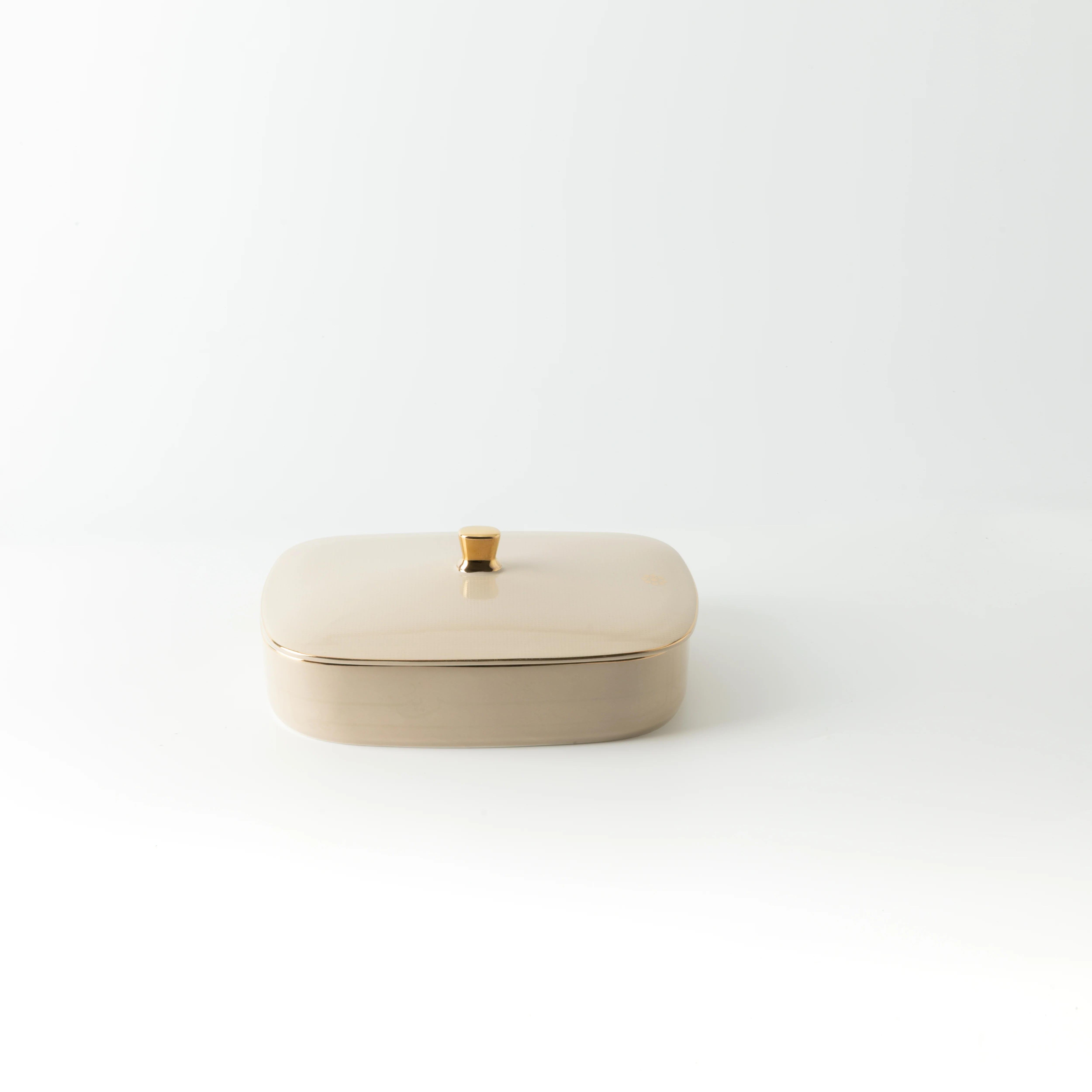 Mirral - Medium Decorative Canister - Beige & Gold - Image 3