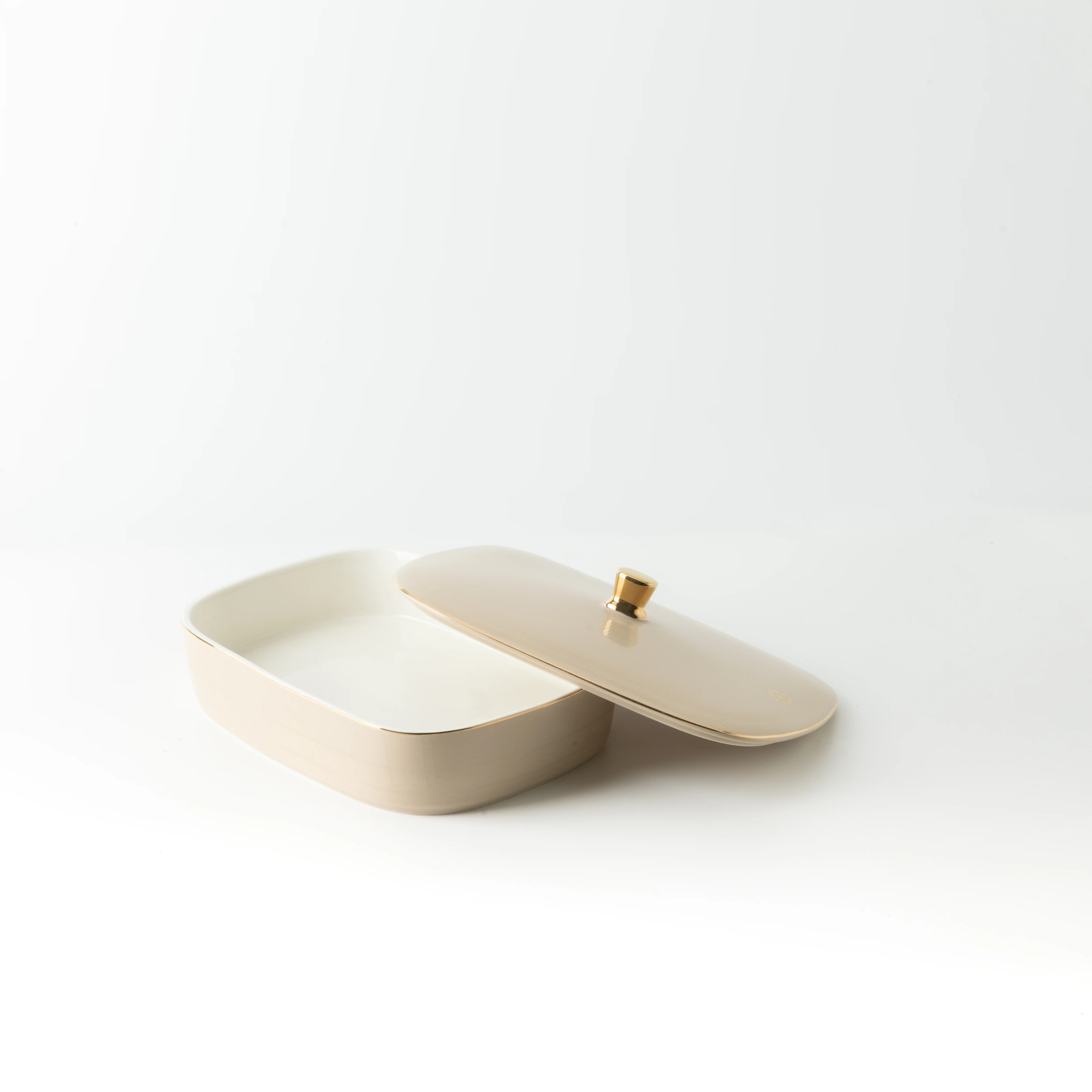 Mirral - Medium Decorative Canister - Beige & Gold - Image 4