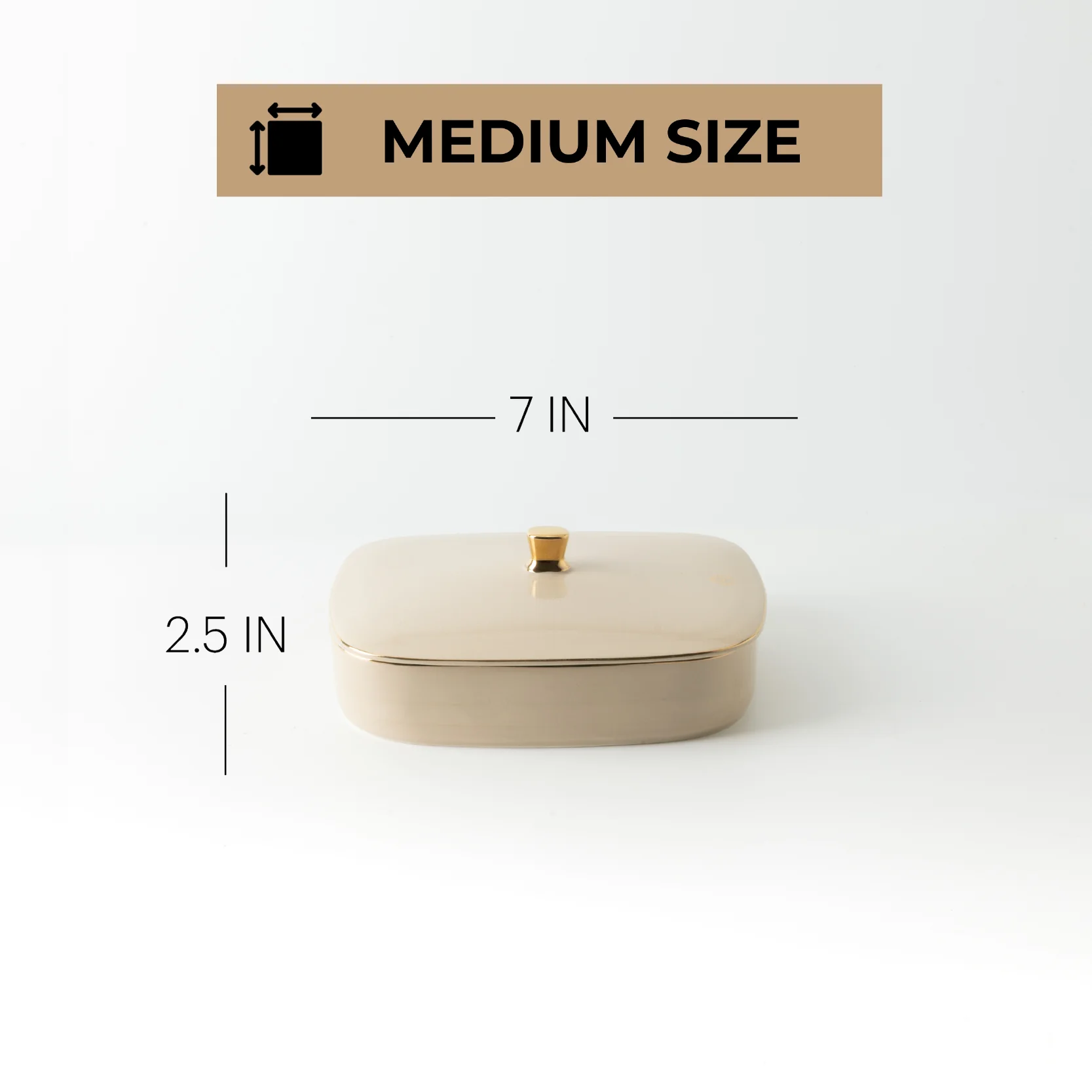 Mirral - Medium Decorative Canister - Beige & Gold - Image 5