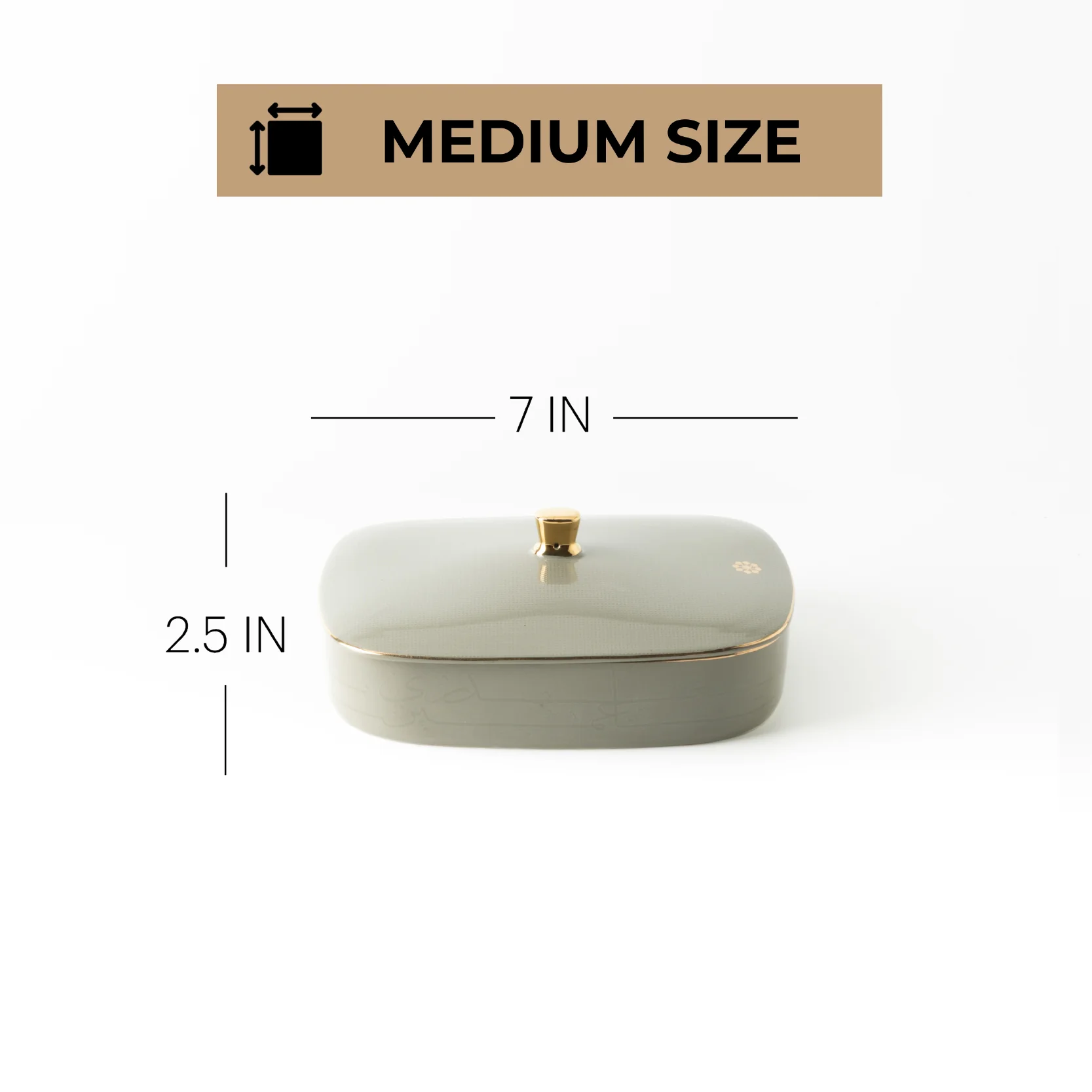 Mirral - Medium Decorative Canister - Grey & Gold - Image 5