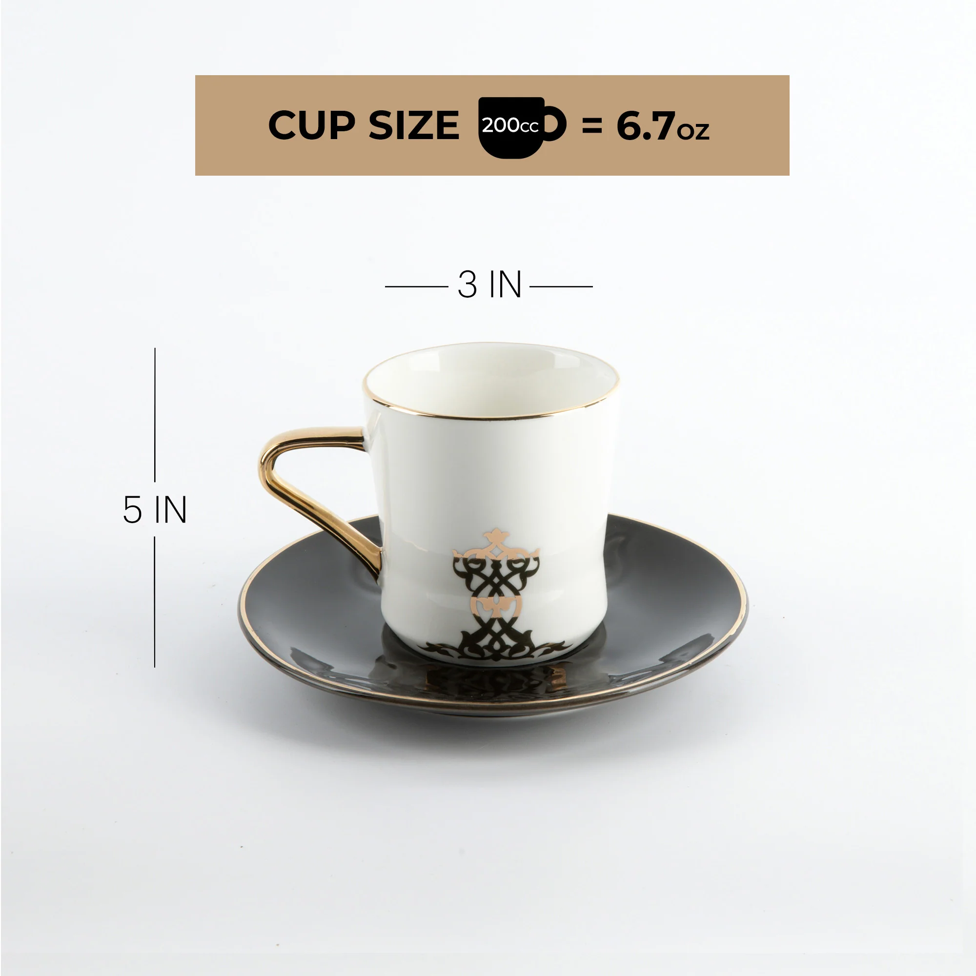 Naqsh - Cappuccino Set (12-Pc) -Black & Gold - Image 7