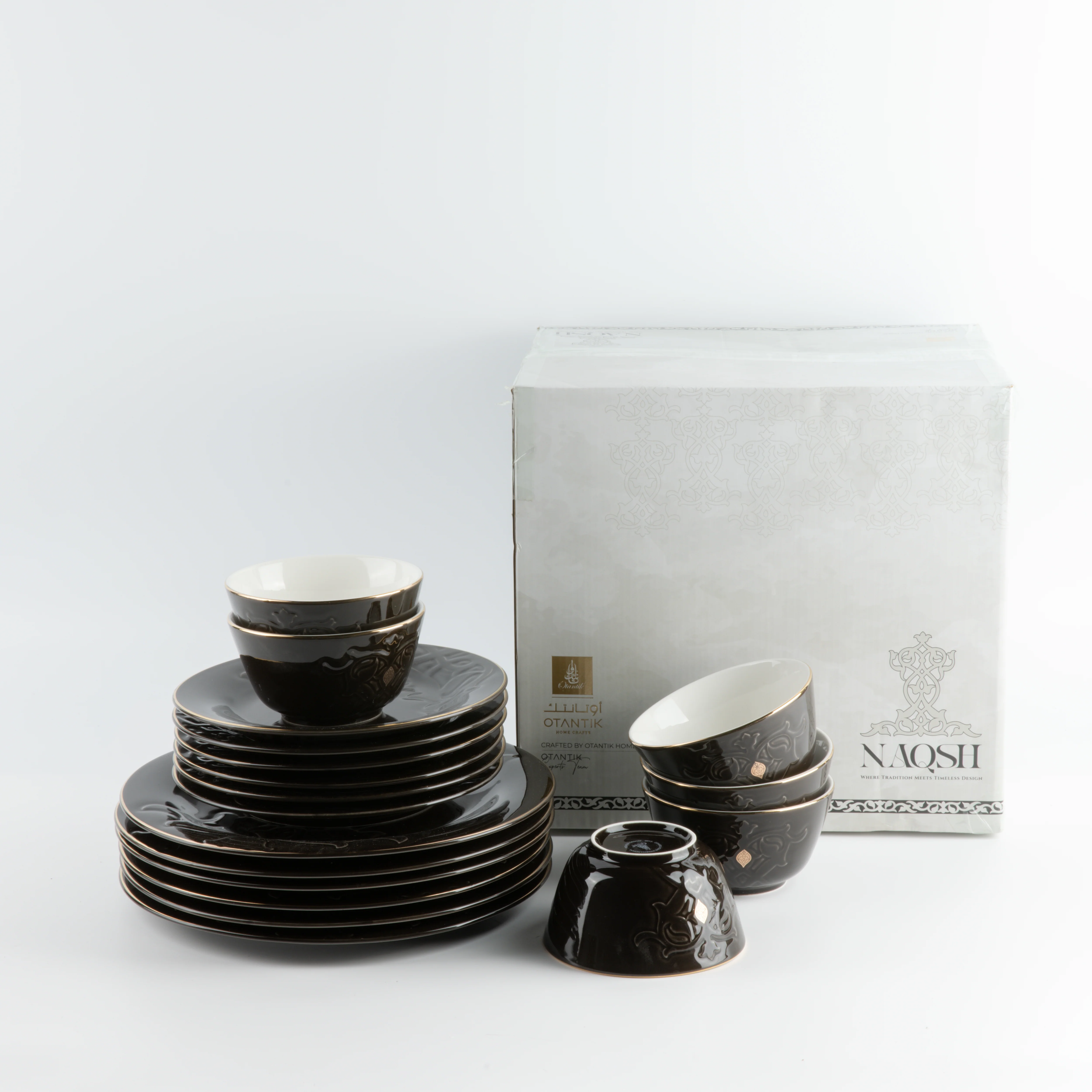 Naqsh -  Dinner Set (18-Pc) - Black & Gold - Image 7