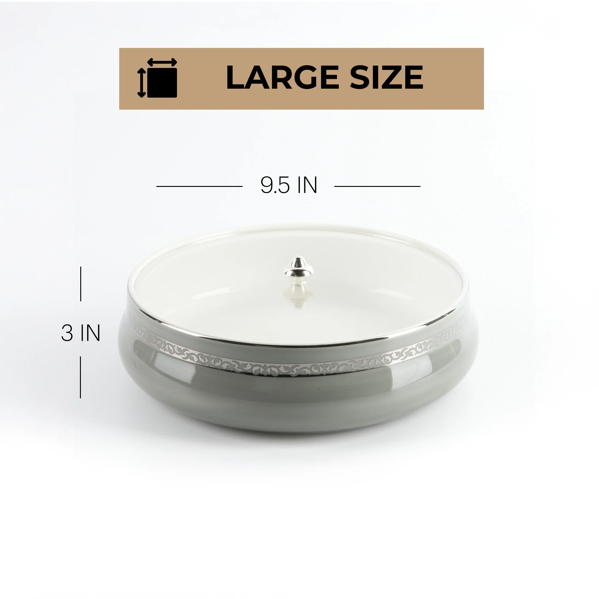 Naqsh - Large Decorative Canister - Grey & Silver - Image 6
