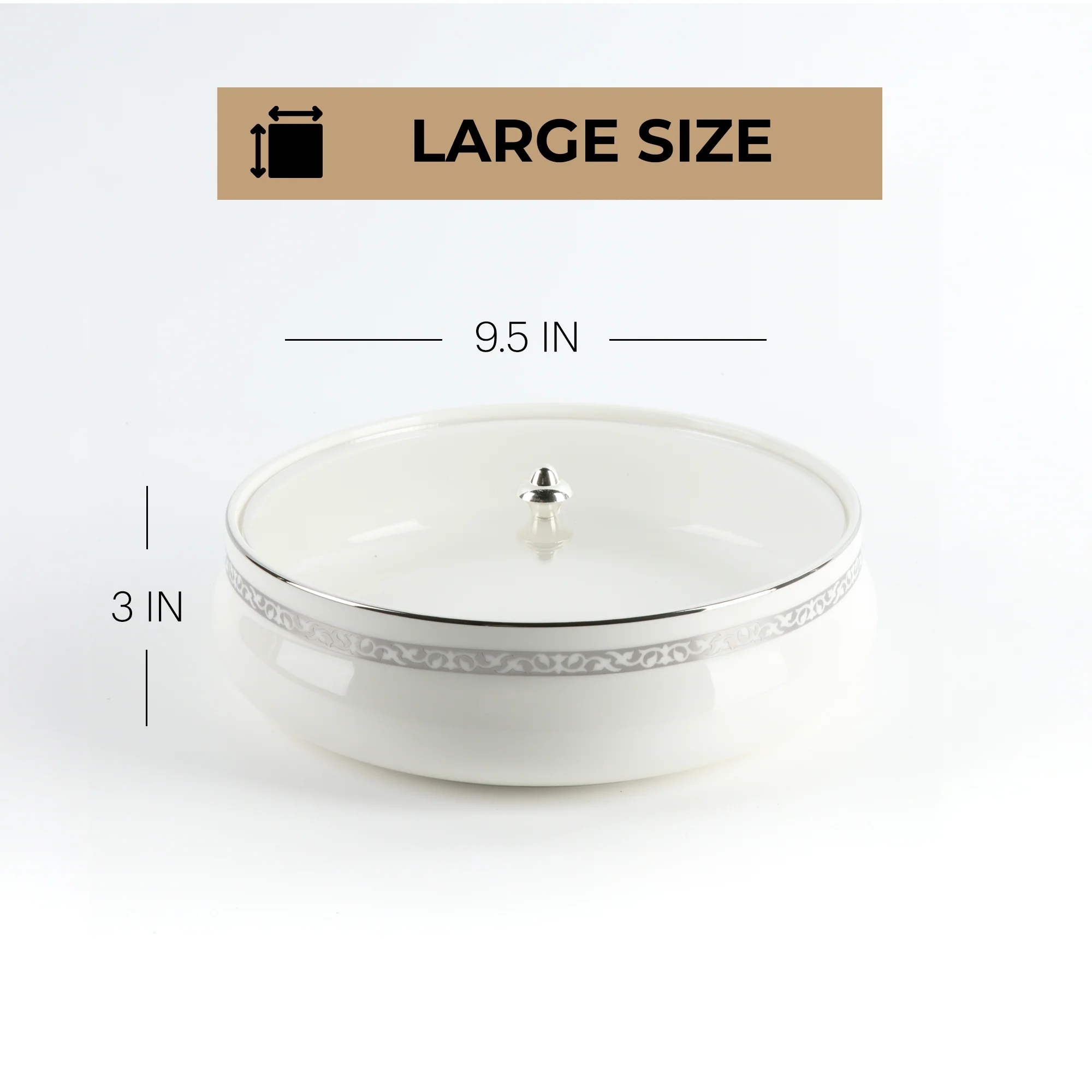 Naqsh - Large Decorative Canister - White & Silver - Image 5