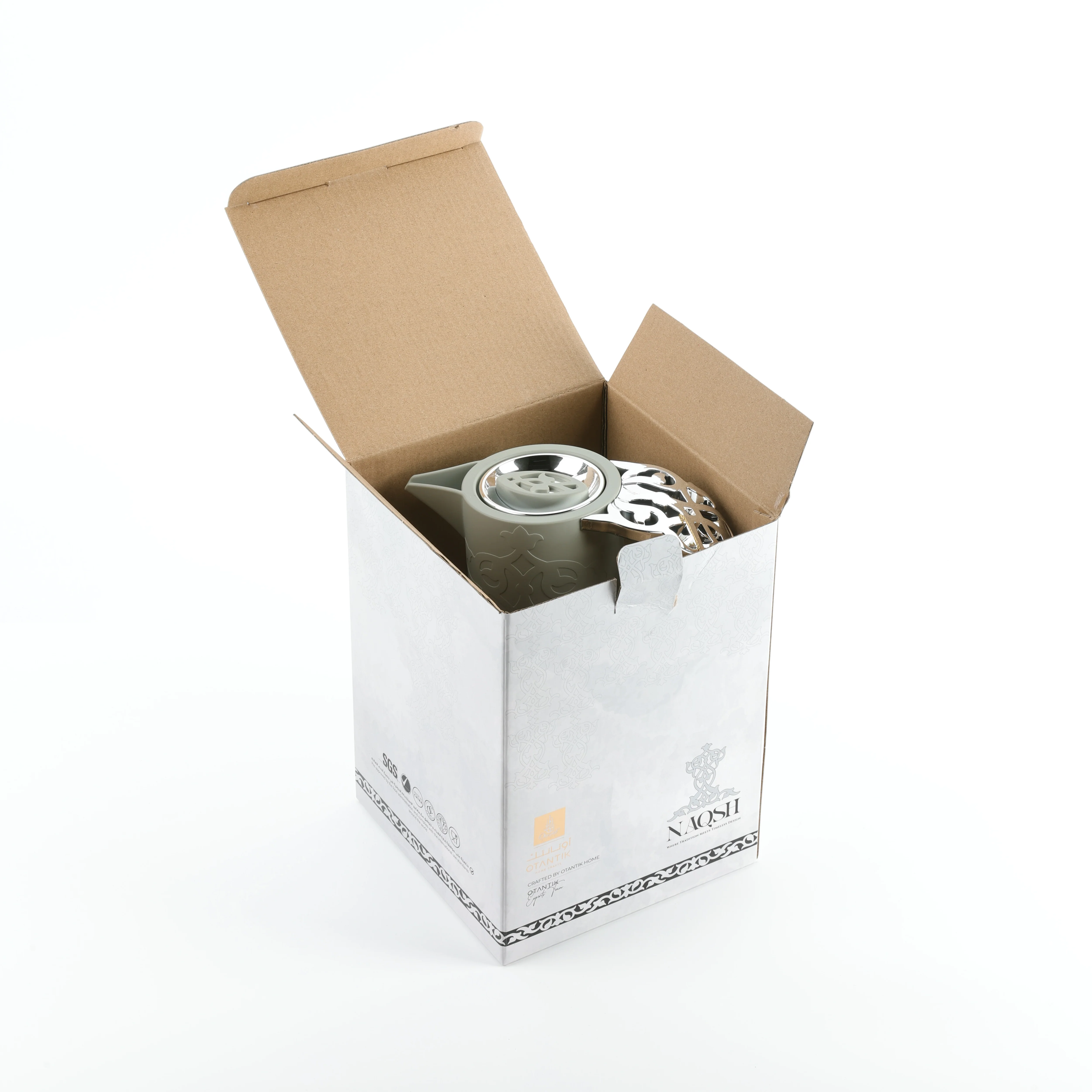 Naqsh - Vacuum Flask / Thermos - Grey & Silver - Image 5