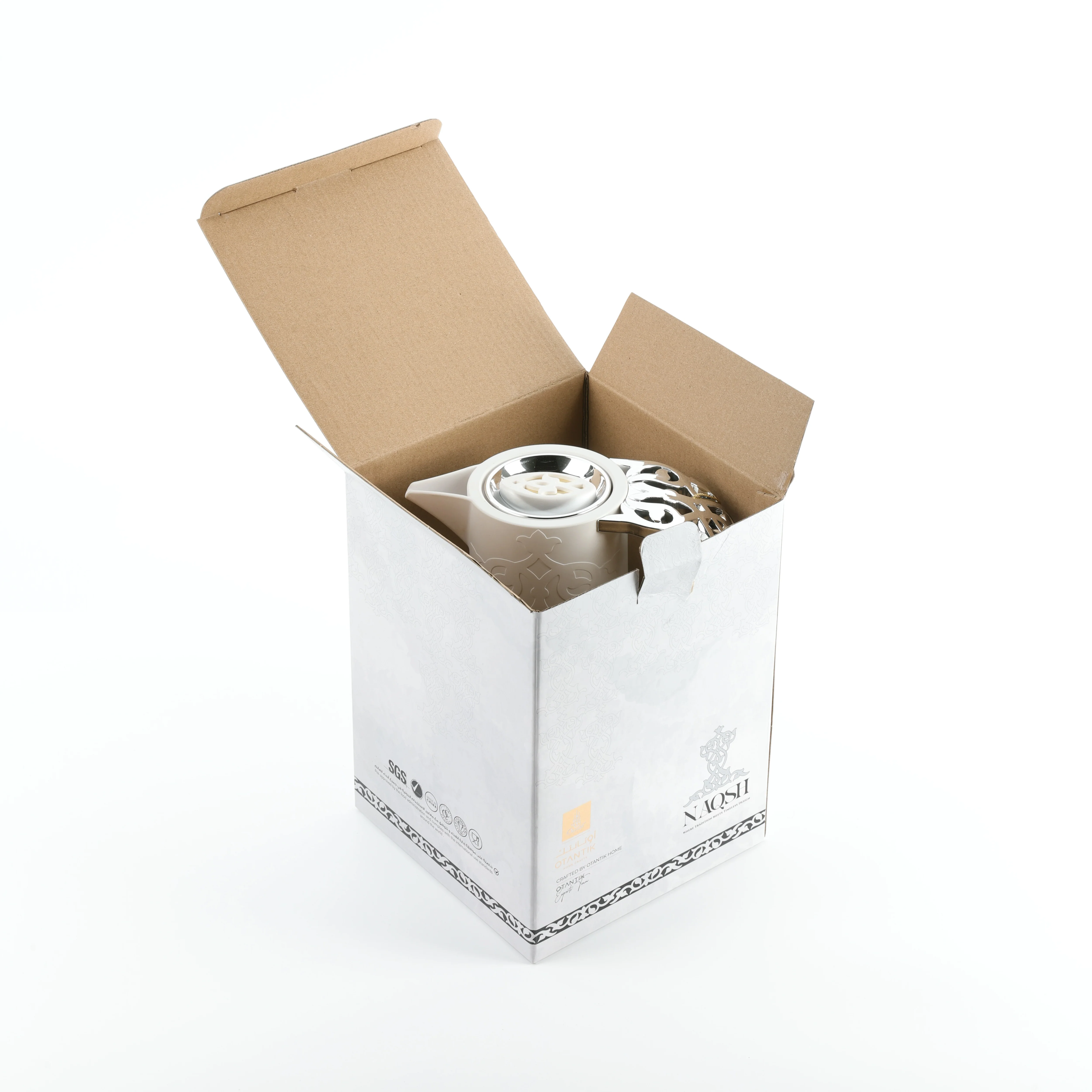 Naqsh - Vacuum Flask / Thermos - White & Silver - Image 5