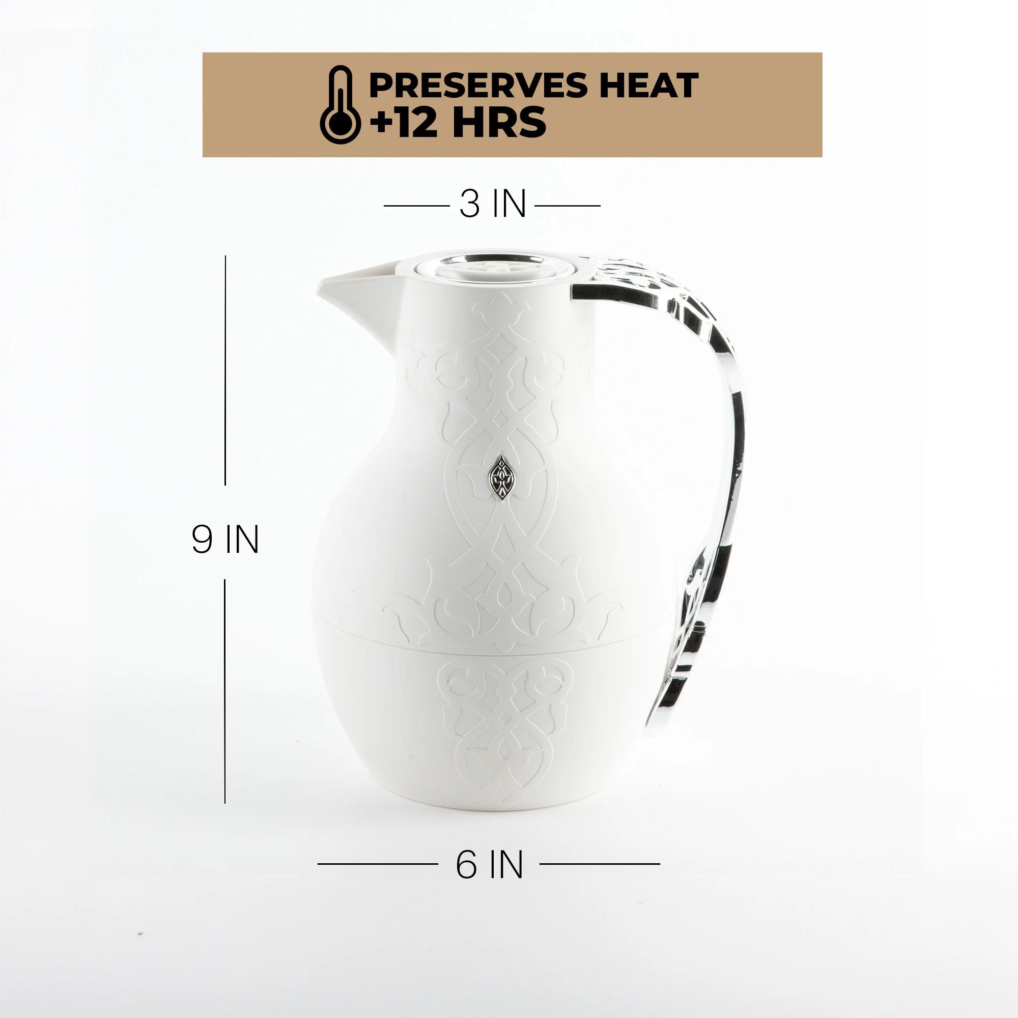 Naqsh - Vacuum Flask / Thermos - White & Silver - Image 6