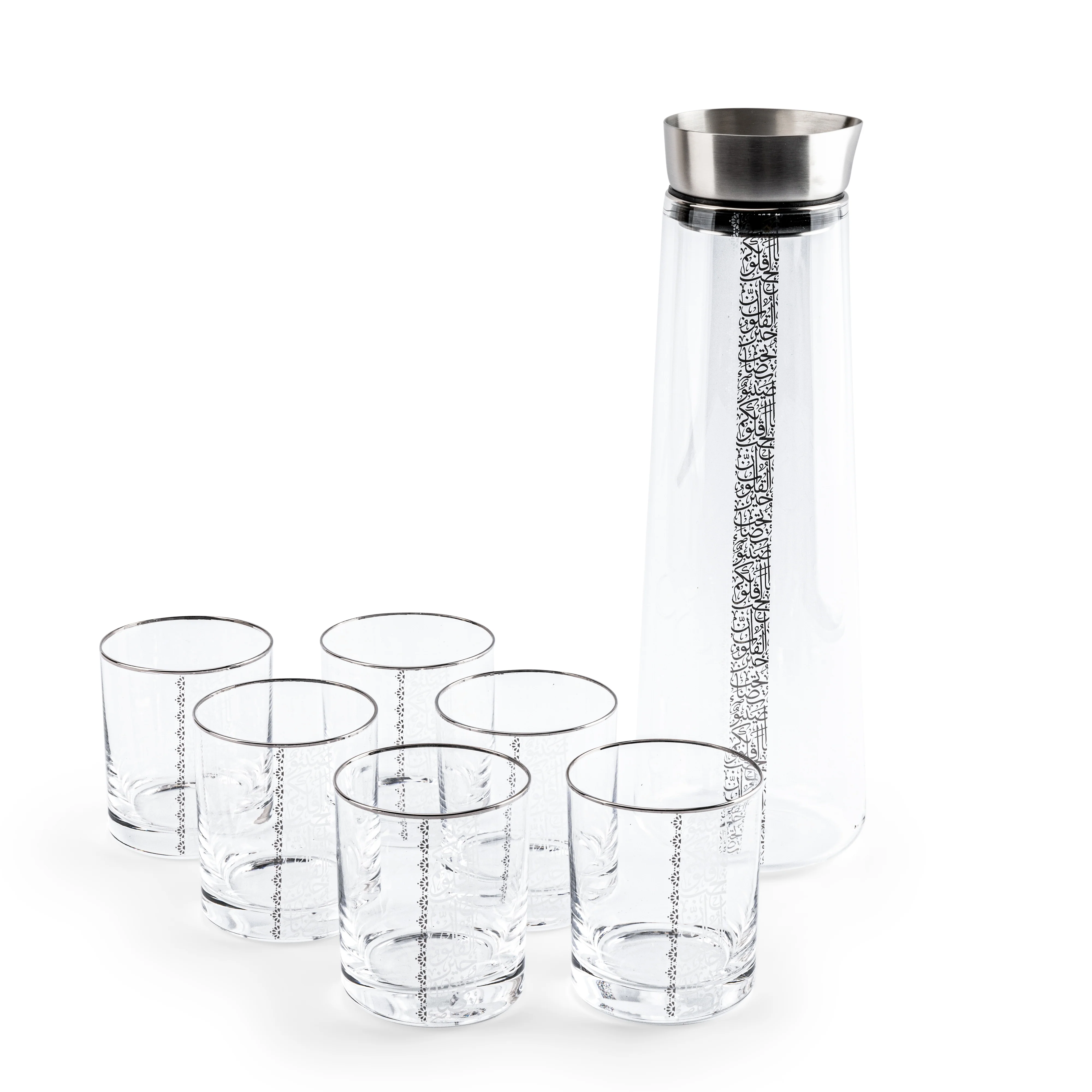 Nour - Jug with 6 Short Cups - Silver - Image 4