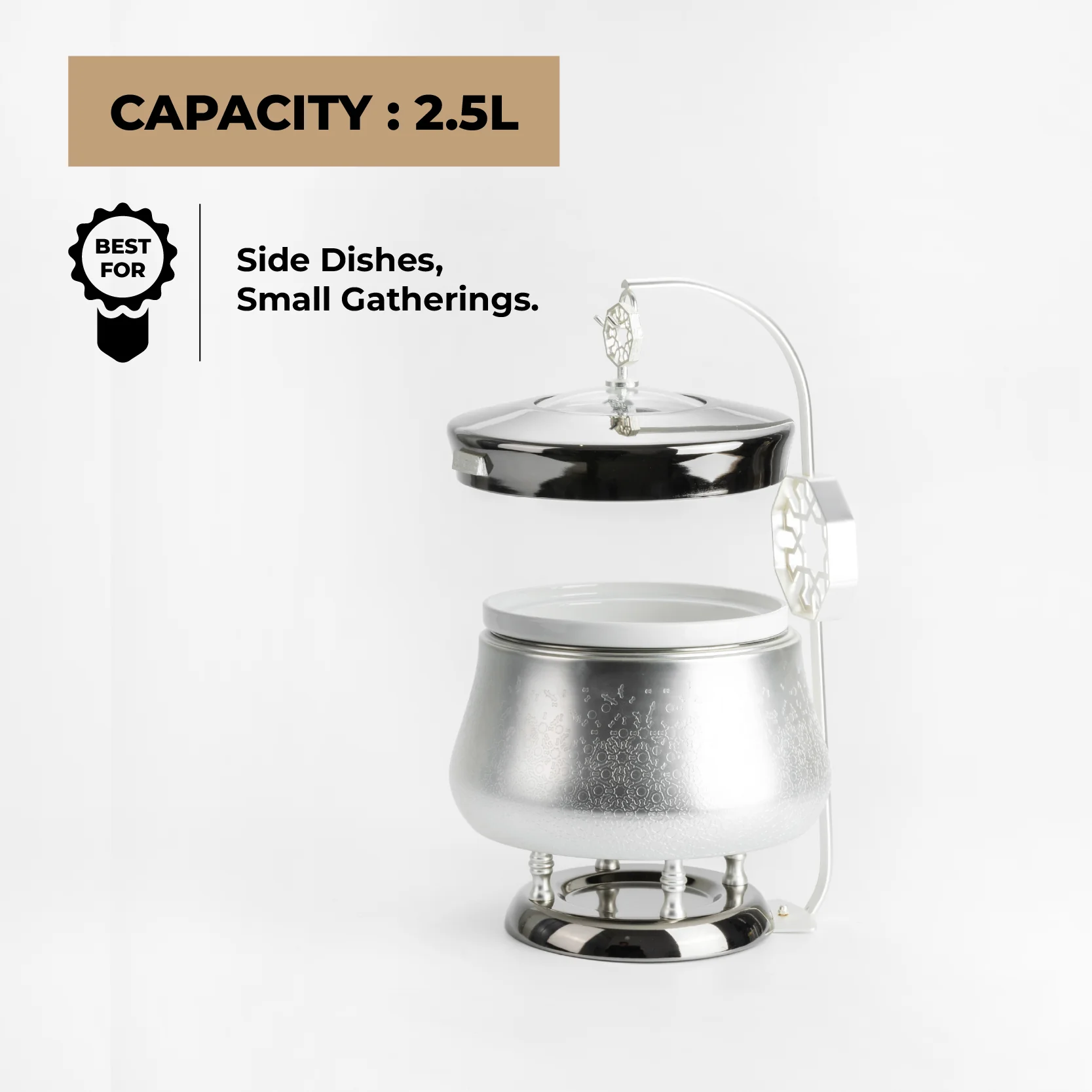 Nourhan - 2.5 Liters Chafer - Silver - Image 3