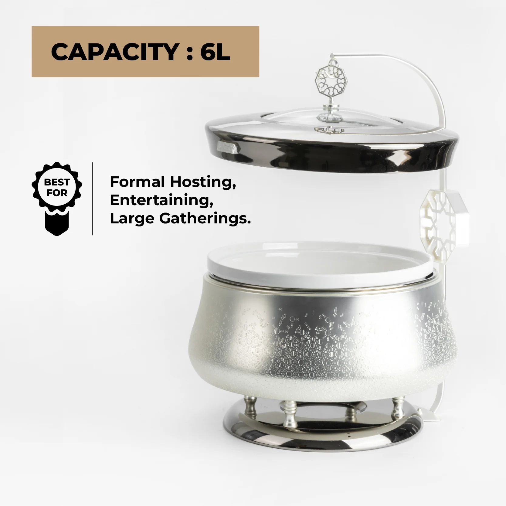 Nourhan - 6 Liters Chafer - Silver - Image 3