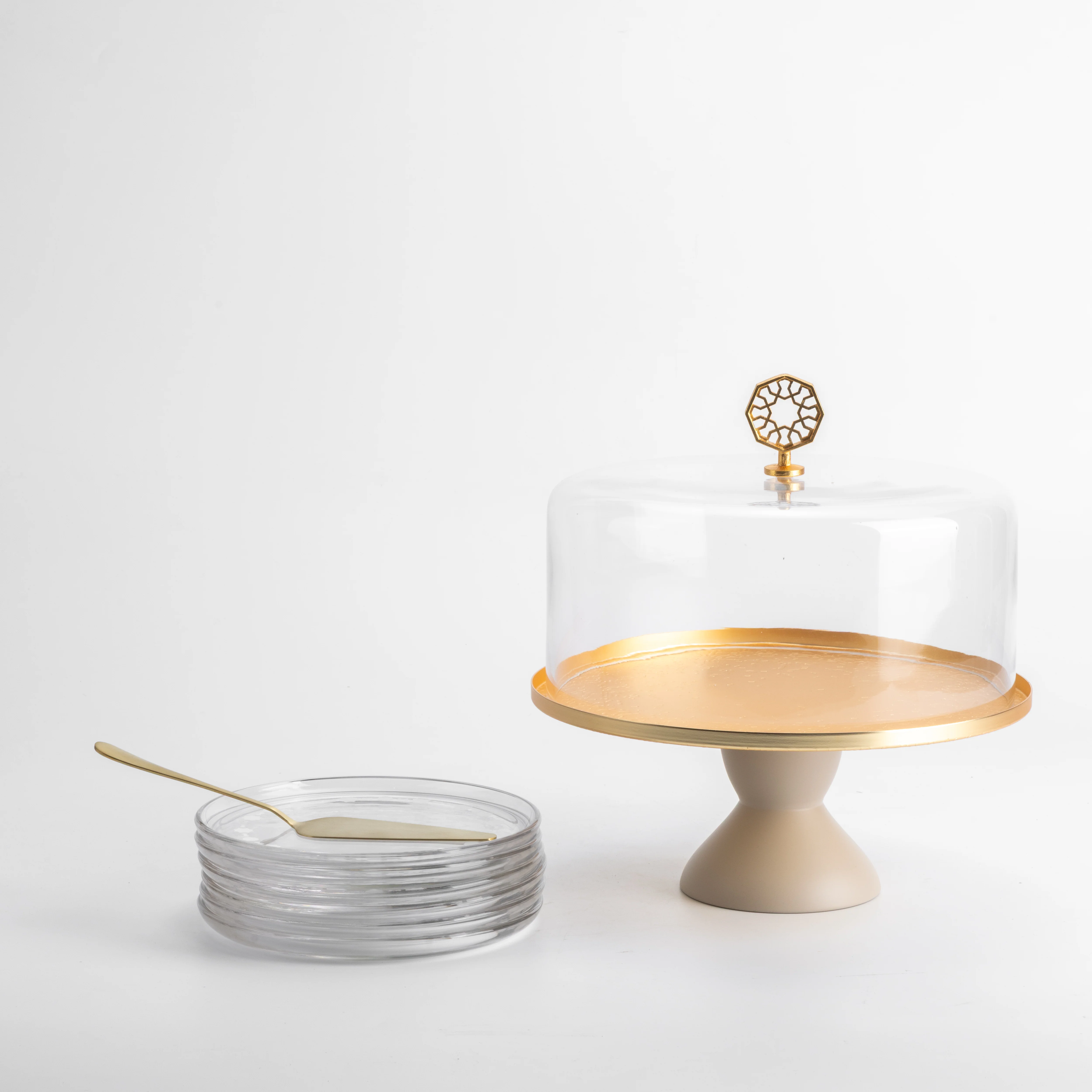 Nourhan - Cake Set (9-Pc) - Matt Gold & Beige - Image 7